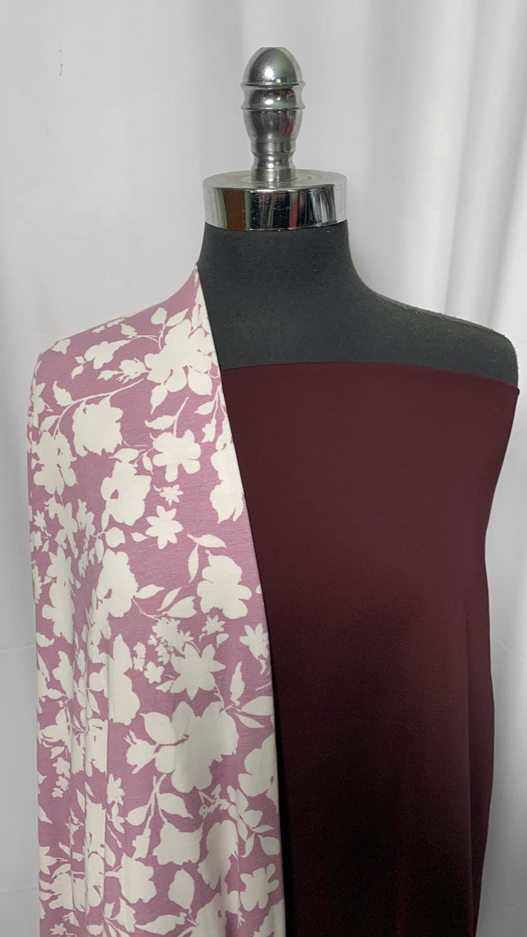 EGGPLANT/FLORAL BUNDLE : 2YD Floral PRS & 2YD Eggplant Japanese Ponte : A2433