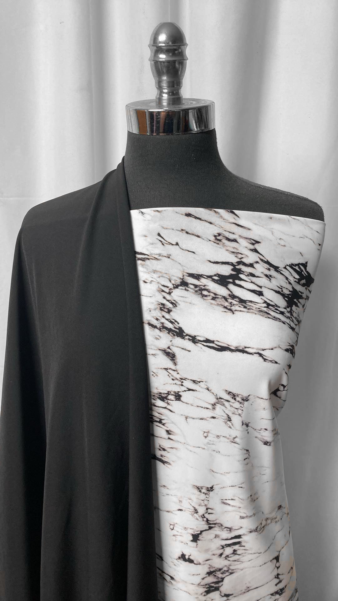 BLACK/WHITE MARBLE BUNDLE : 1.5YD Marble N/S & 2YD Black 4-Way Boardshort : A25143