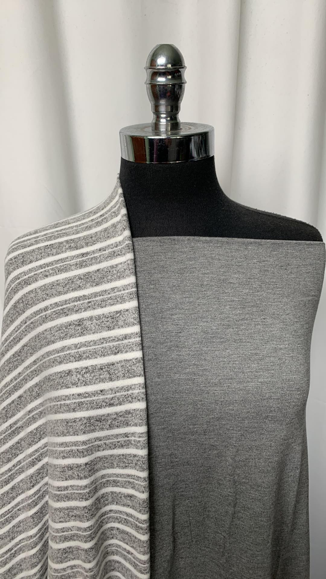 GREY STRIPE BUNDLE : 2YD Grey Bamboo FT & 2YD Grey/White Stripe Brushed Hacci SK : A1775