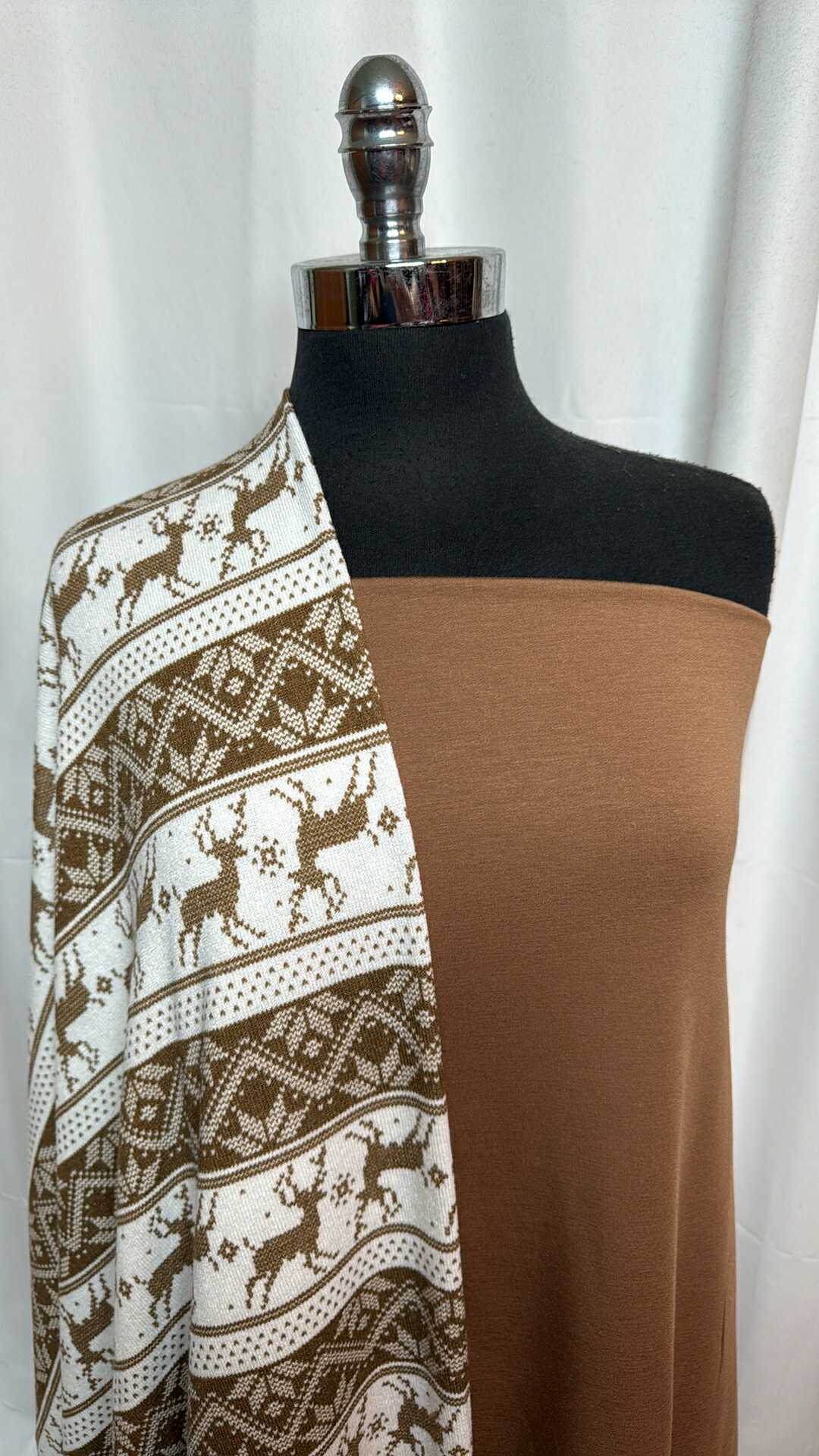 CAMEL/DEER STRIPE BUNDLE : 1+YD Camel Brushed Modal/Spandex FT & 2YD Deer Stripe Hacci SK : A28744