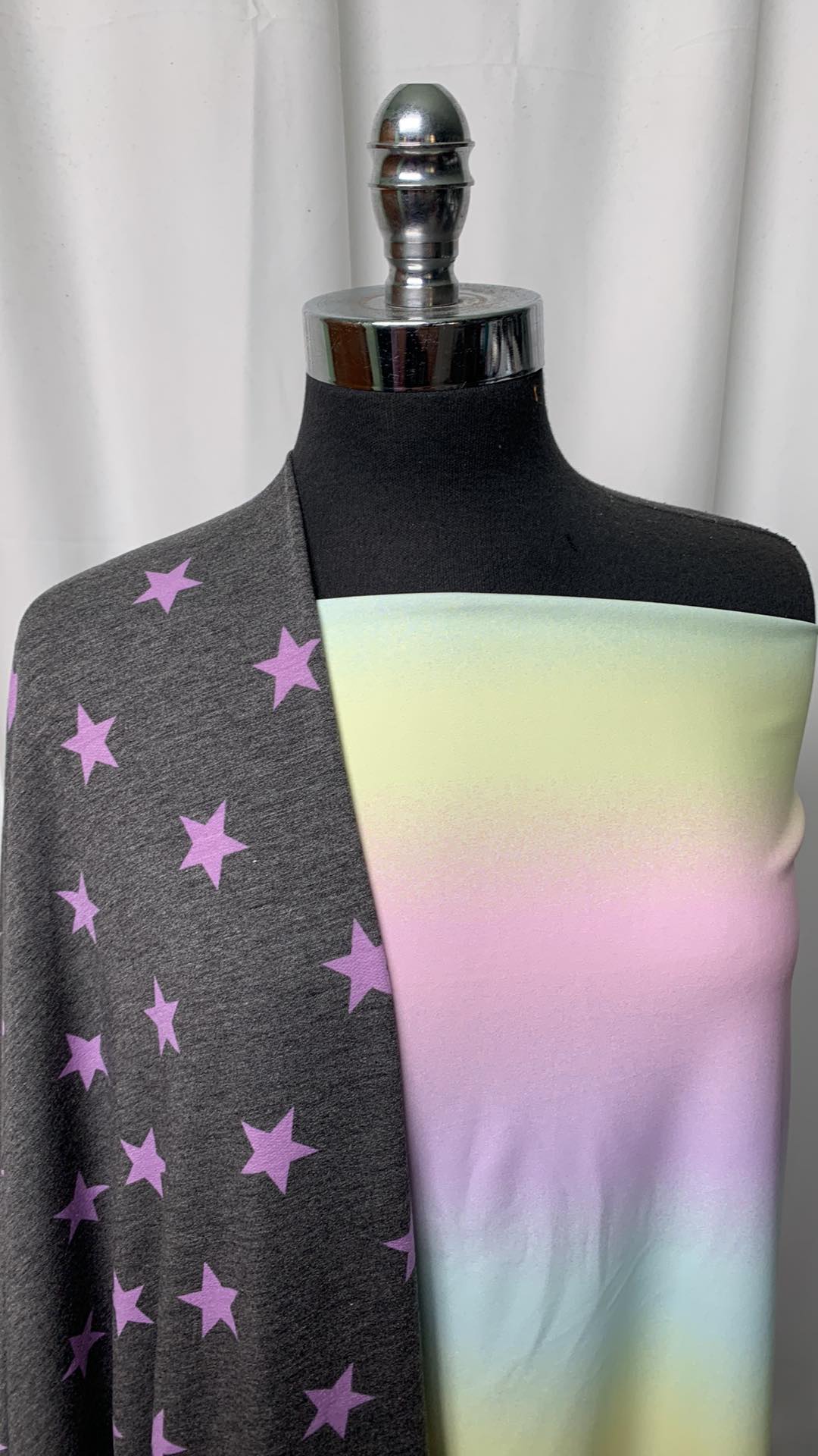 PASTEL OMBRE/STARS BUNDLE : 2YD Pastel Ombre Peached PF (Smooth-Back) & 2YD Grey/Lilac Stars PRS FT : A1750