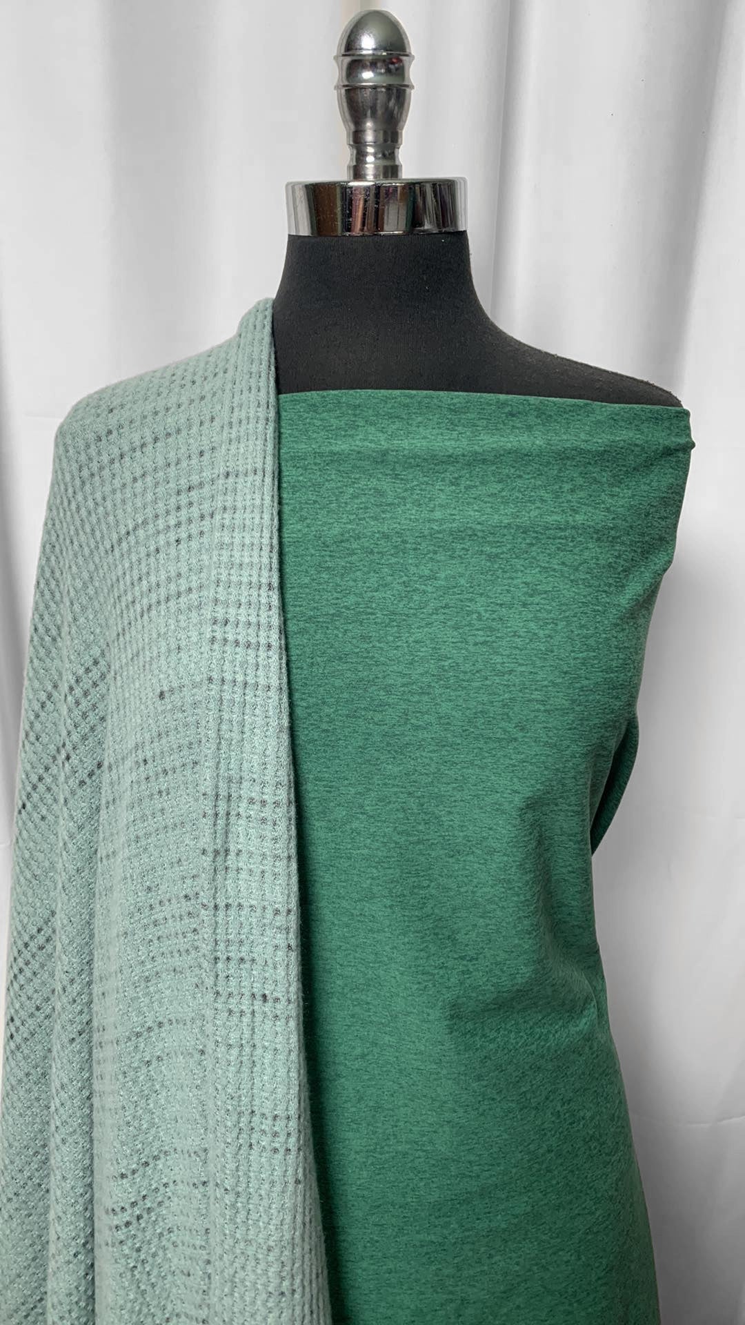 GREEN/SPACE DYE BUNDLE : 2YD Space Dye Brushed Waffle & 2YD Green/Navy Peached PF : A2383