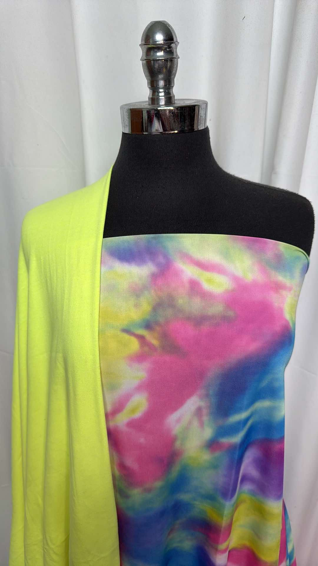 NEON YELLOW/TIE DYE BUNDLE : 1YD Neon Yellow P/C/S Jersey & 3YD Tie Dye Venezia : A27318