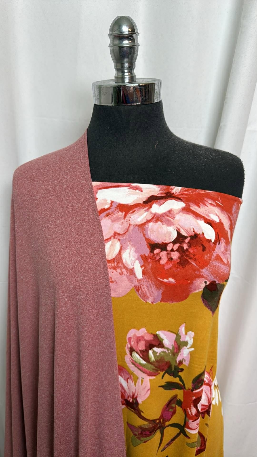 MAUVE/MUSTARD FLORAL BUNDLE : 2YD Mustard Floral DBP & 2YD Heathered Mauve DBP : A30286