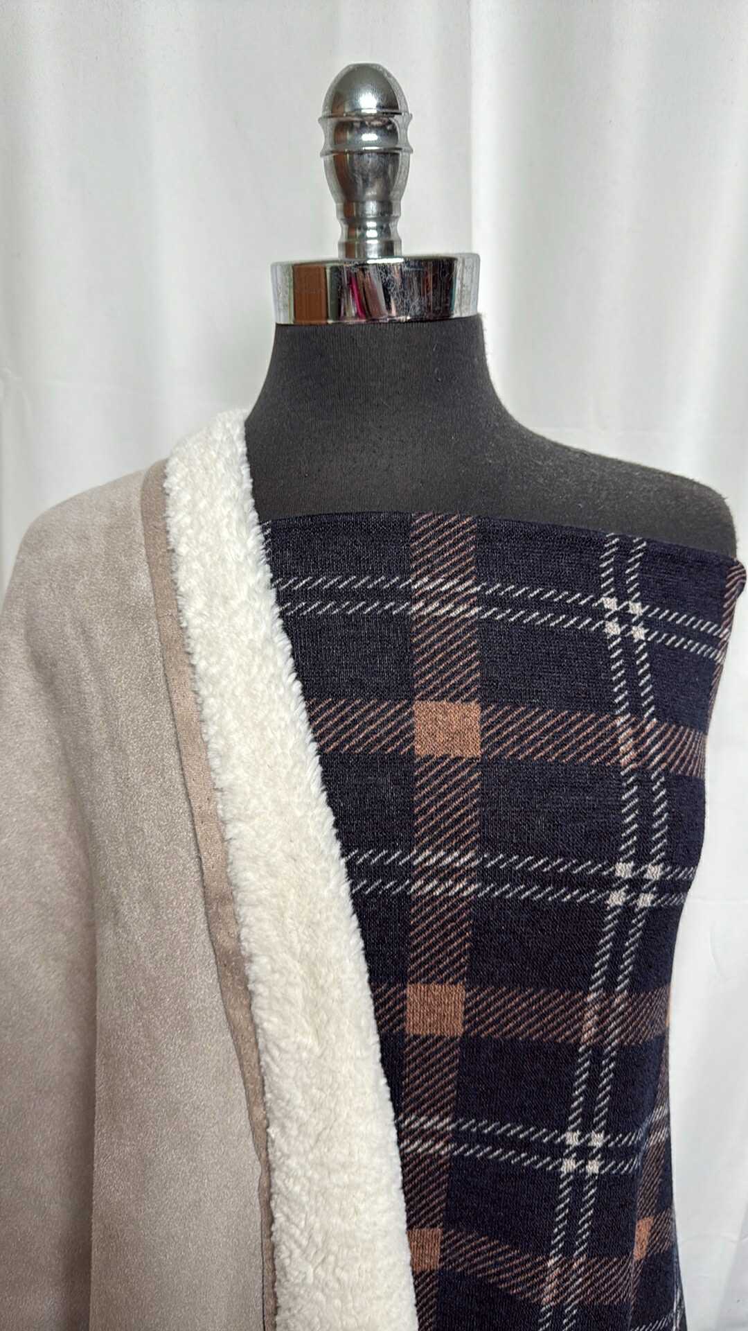 PLAID/SHERPA SUEDE BUNDLE : 2YD Plaid Hacci SK & 2YD Sherpa-Back Faux Suede : A29129