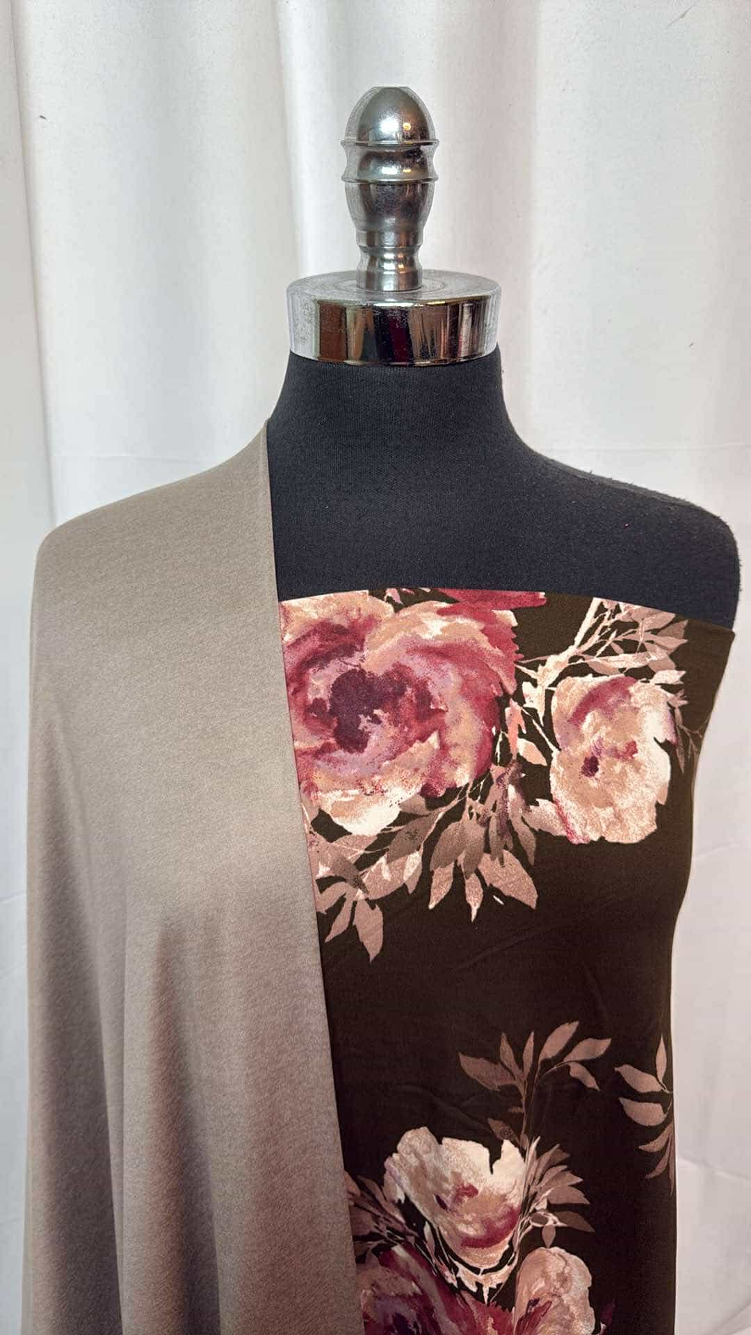 TAUPE/OLIVE FLORAL BUNDLE : 1+YD Olive Floral DBP & 1+YD Taupe Featherweight PF : A26950