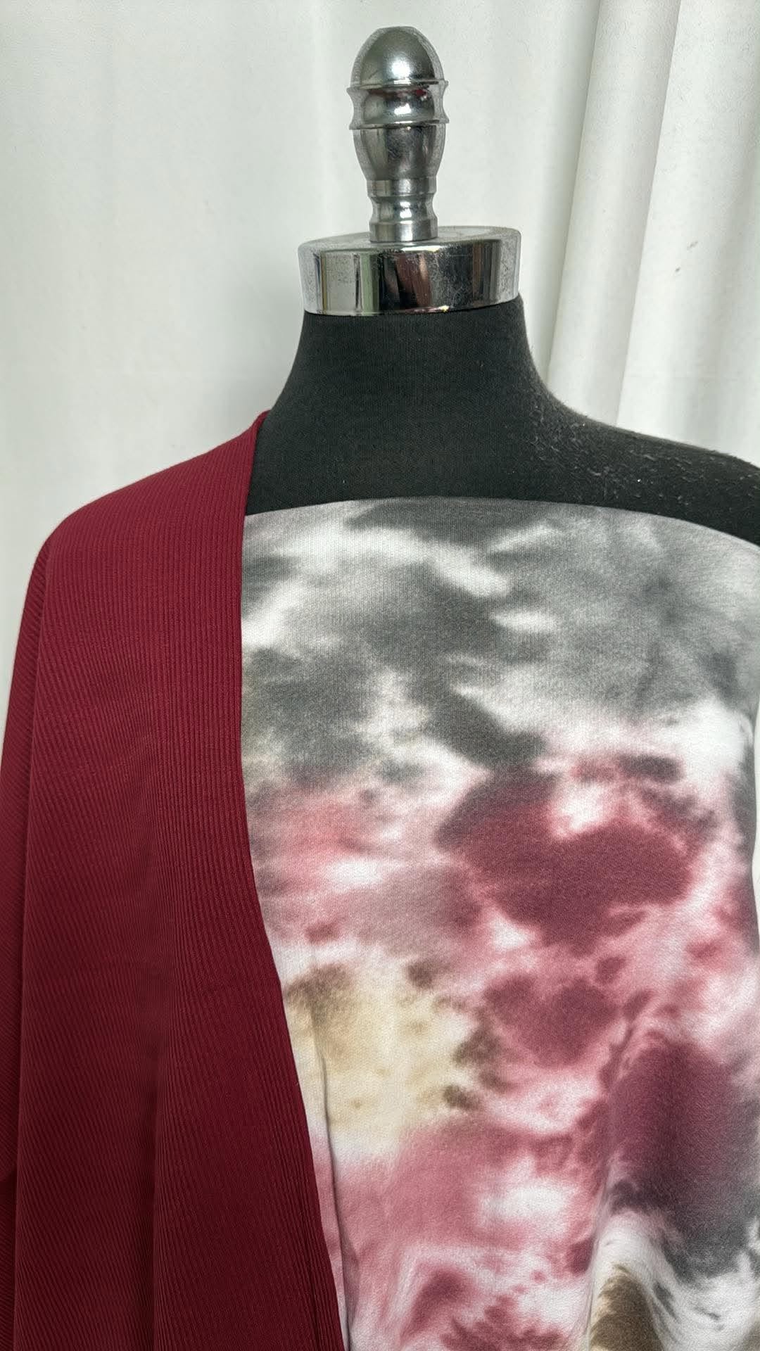 BURGUNDY/TIE DYE BUNDLE : 1YD Burgundy Heavy C/S Rib & 2YD Tie Dye PRS FT : A30977