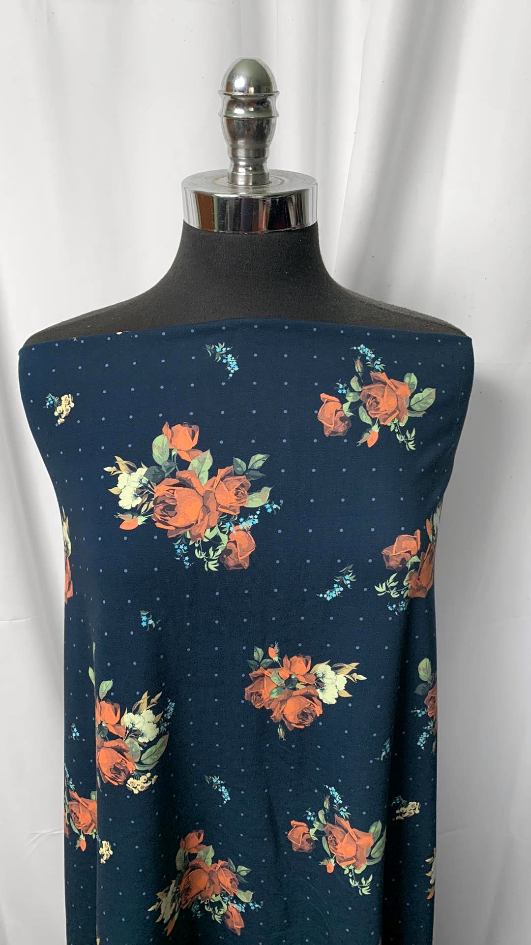 Navy Dot Floral - Supima Modal - By the Yard