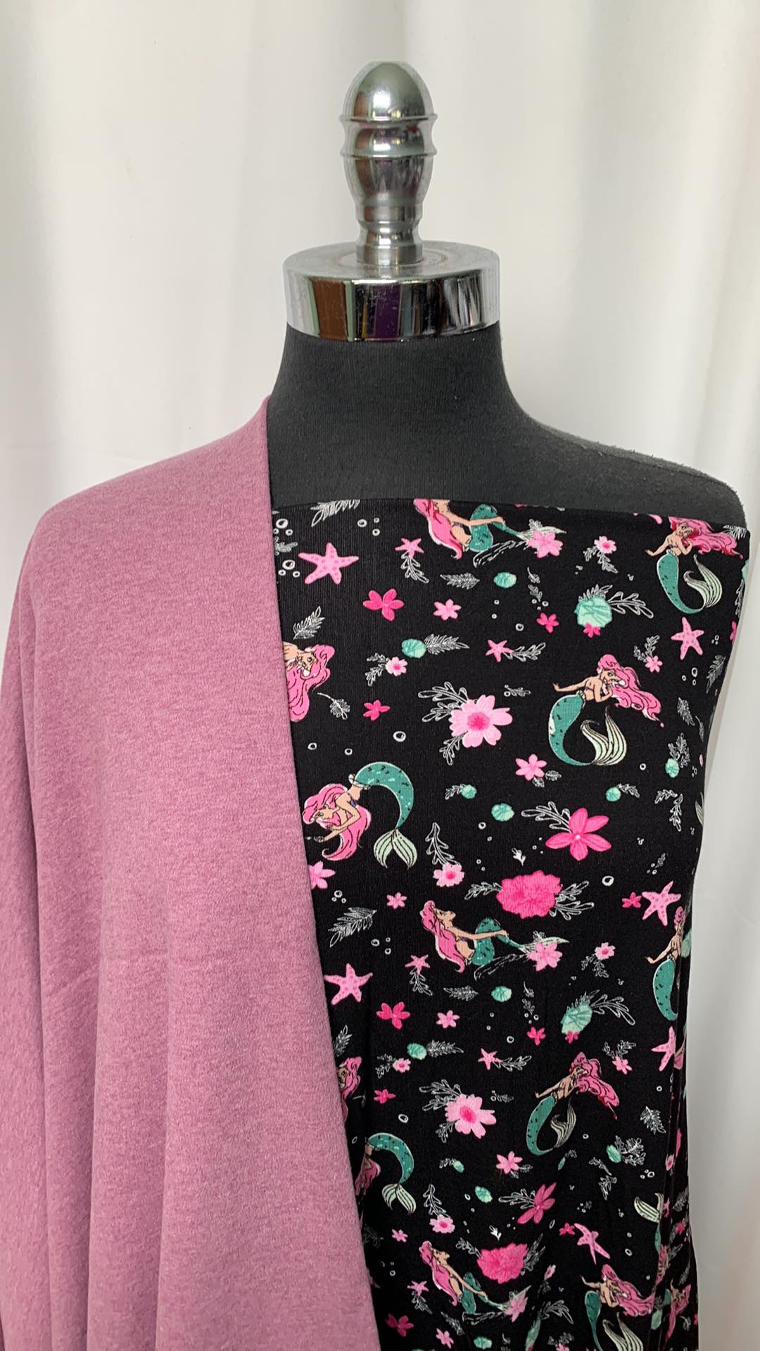 BLACK/PINK MERMAIDS BUNDLE : 1+YD Mermaids R/S & 1+YD Organic C/S Interlock : A2462