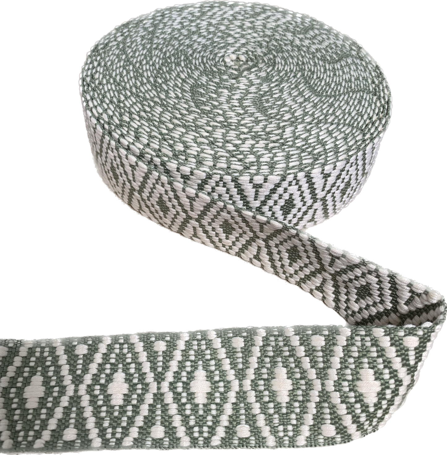 Sage/Ivory Diamonds - 2" Wide Textured Strap - 3 Yards