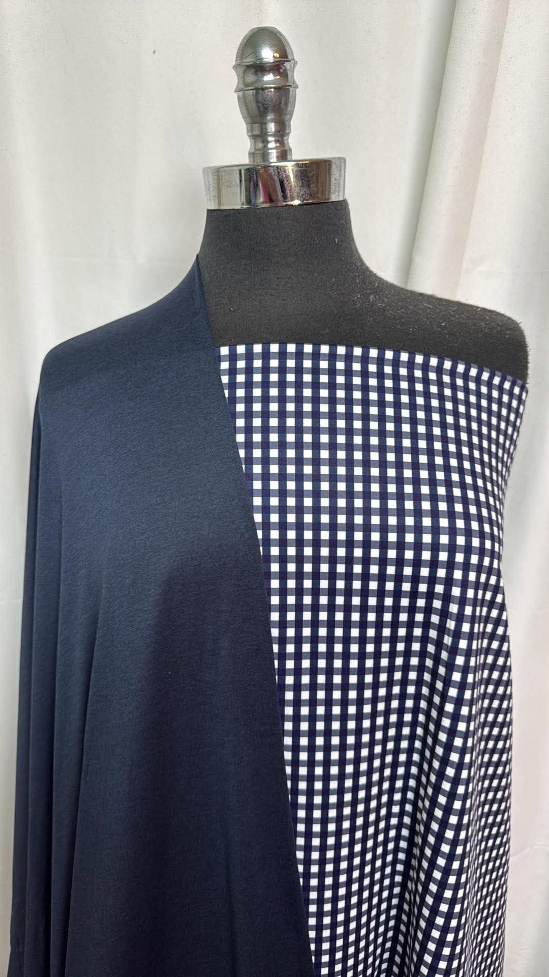 NAVY/CHECK BUNDLE : 1+YD Navy Check Peached PF & 2YD Navy Featherweight PF : A30611