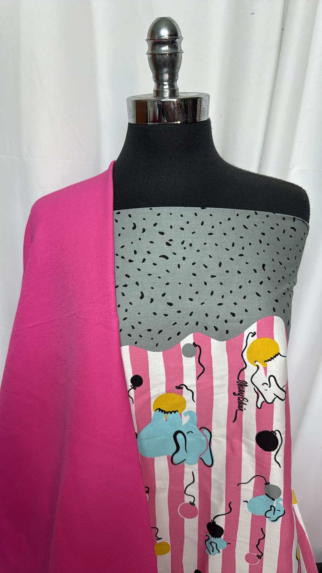 PINK/ELEPHANTS BUNDLE : 2YD Stripe/Elephants Stretch Cotton Woven & 2YD Pink Millennium : A27210