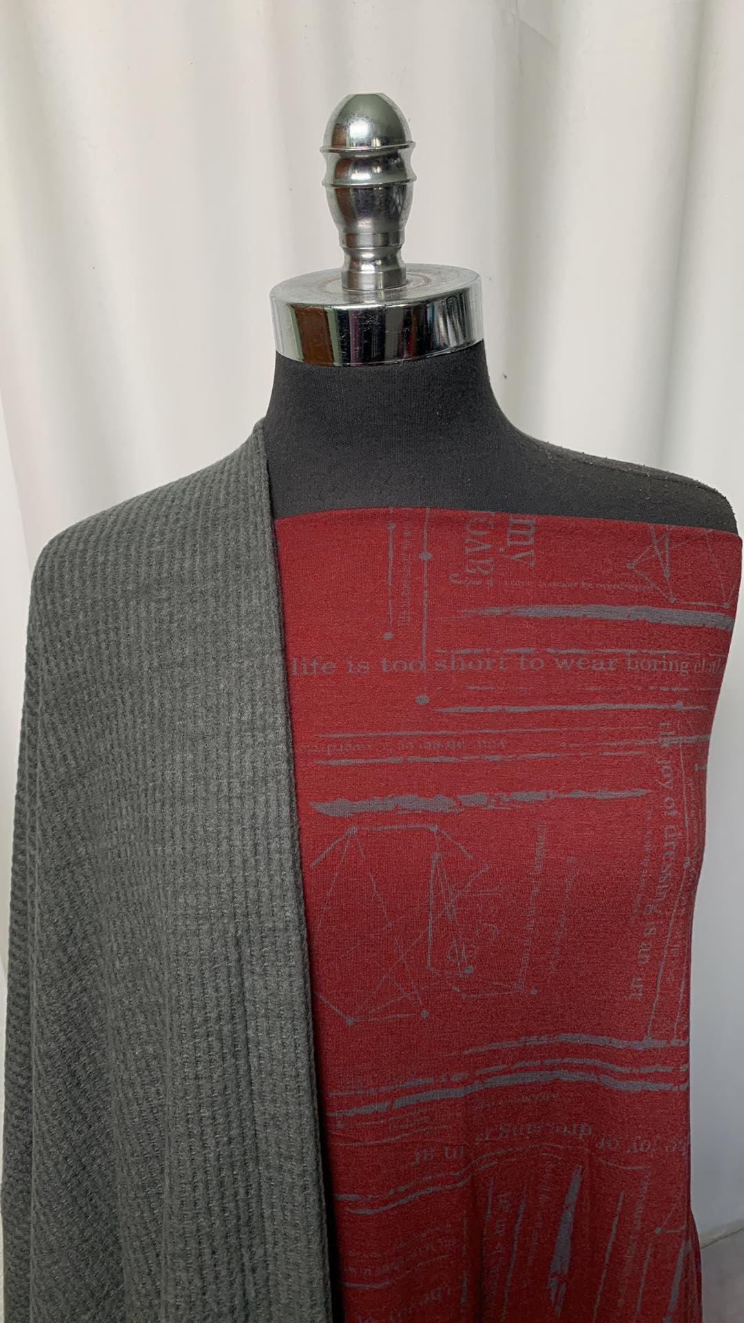 JOY OF DRESSING/WAFFLE BUNDLE : 2YD Joy of Dressing Burnout Bamboo/Poly & 2YD Charcoal Brushed Waffle : A1691