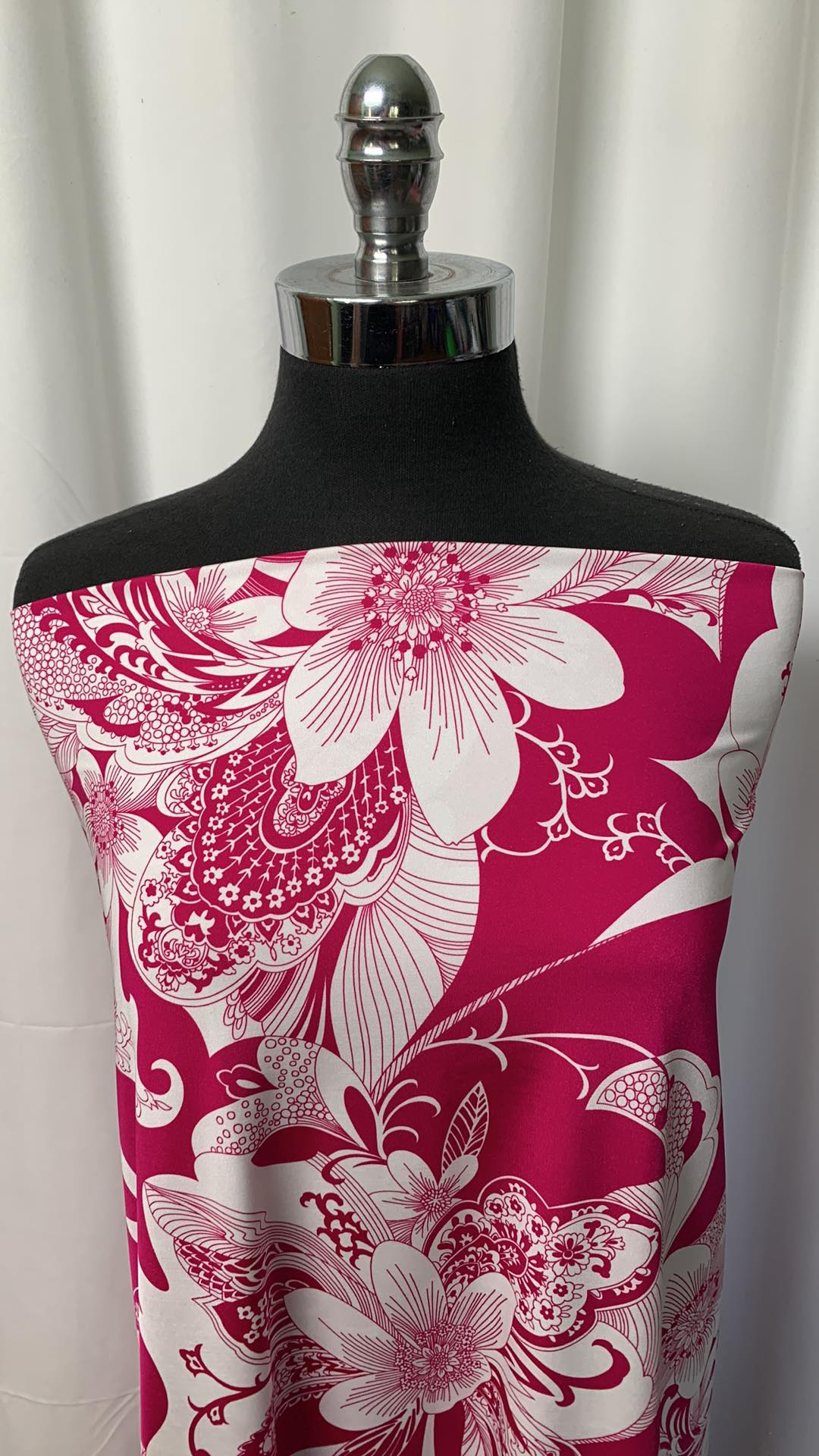 Deep Pink Big Floral - Designer Swim/Nylon Spandex - 2 Yard Cut