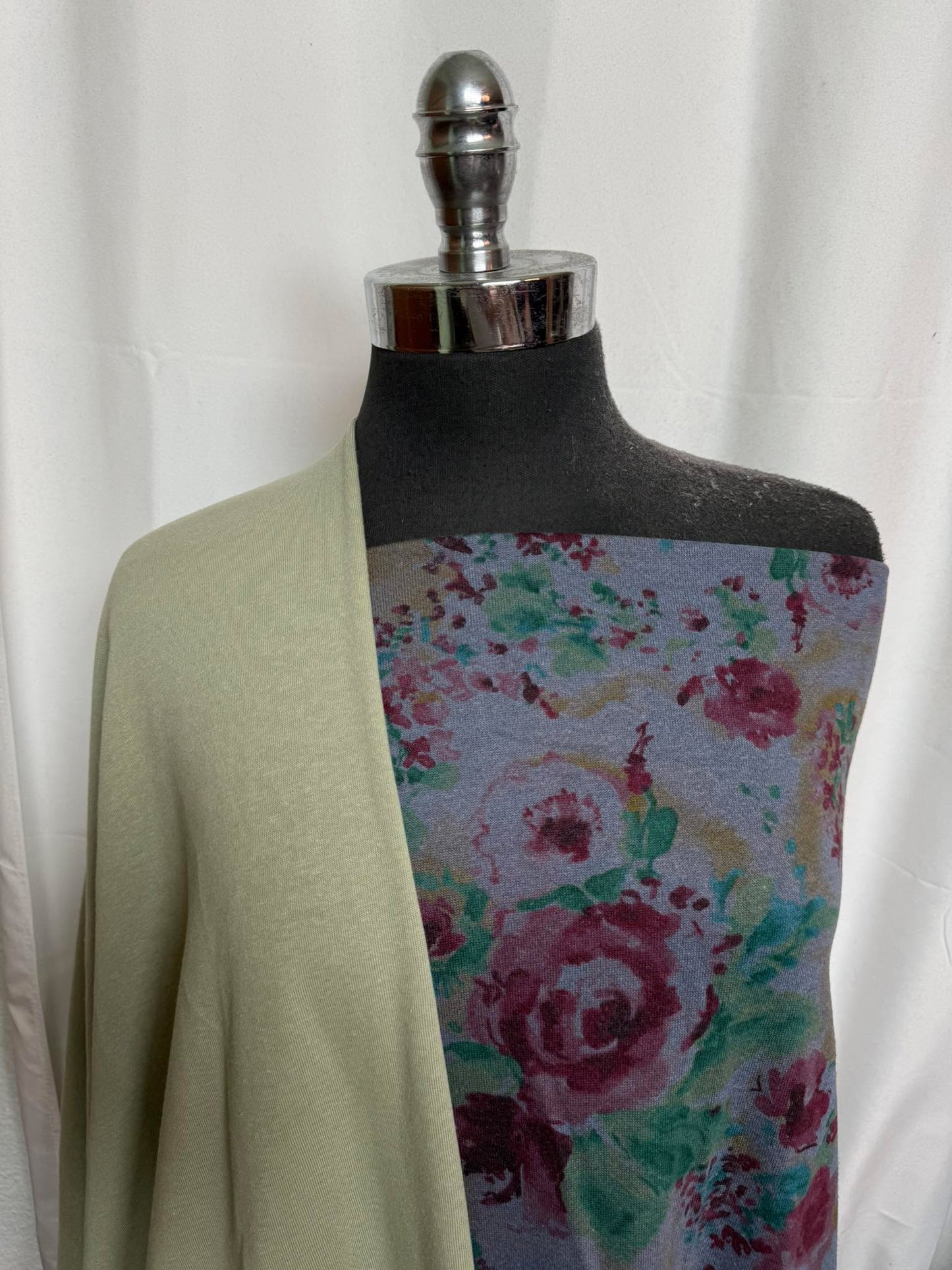 GREEN/FLORAL BUNDLE : 2YD Floral Cotton FT & 2YD Green C/P FT : A30034