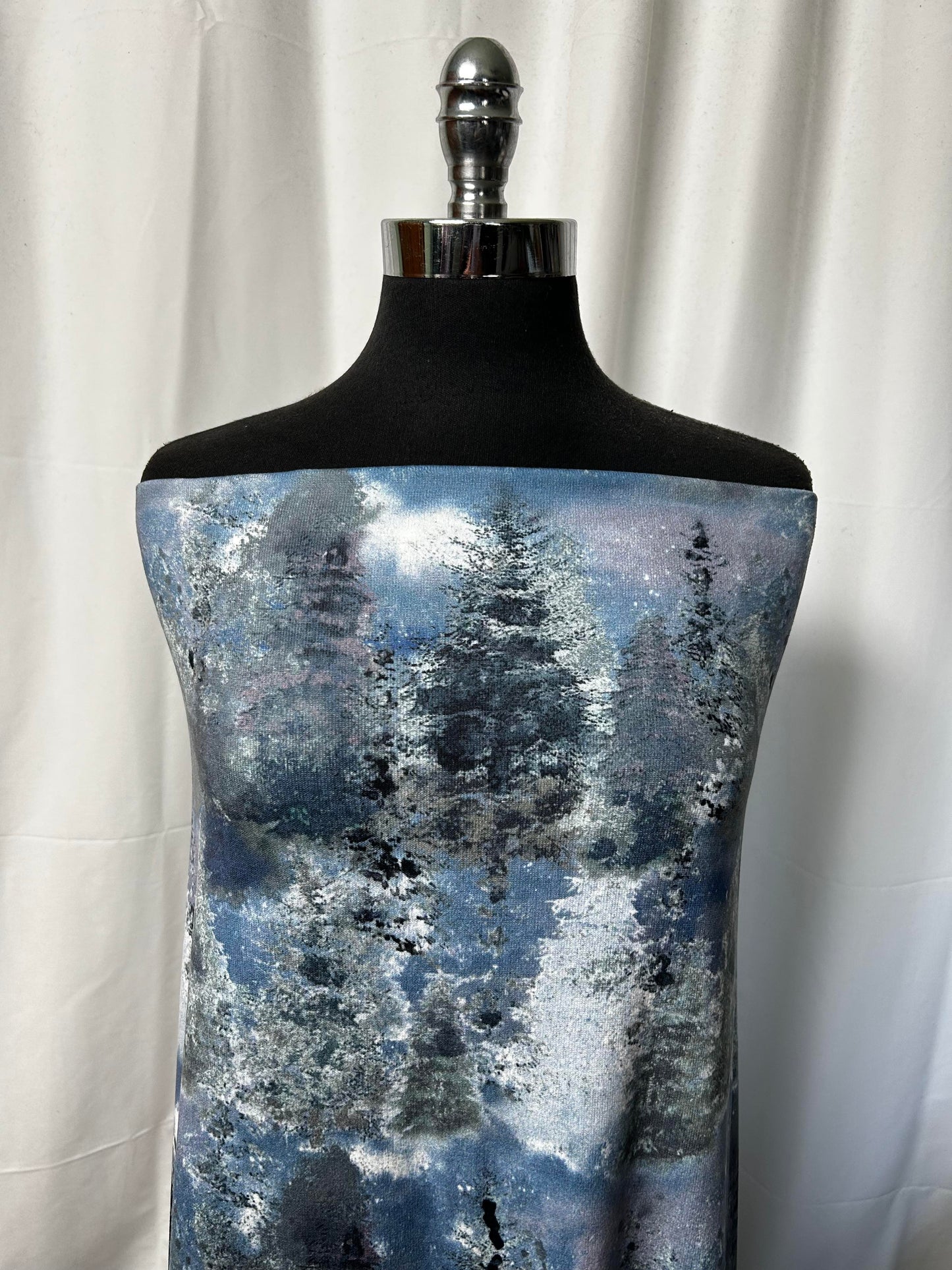 Painted Pines Night - Double Brushed Polyester - By the Yard