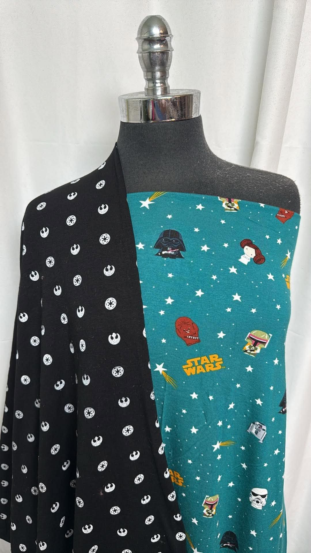 STAR FIGHTS BUNDLE : 1YD Characters Modal/Spandex & 2YD Black Symbols C/S : A30599