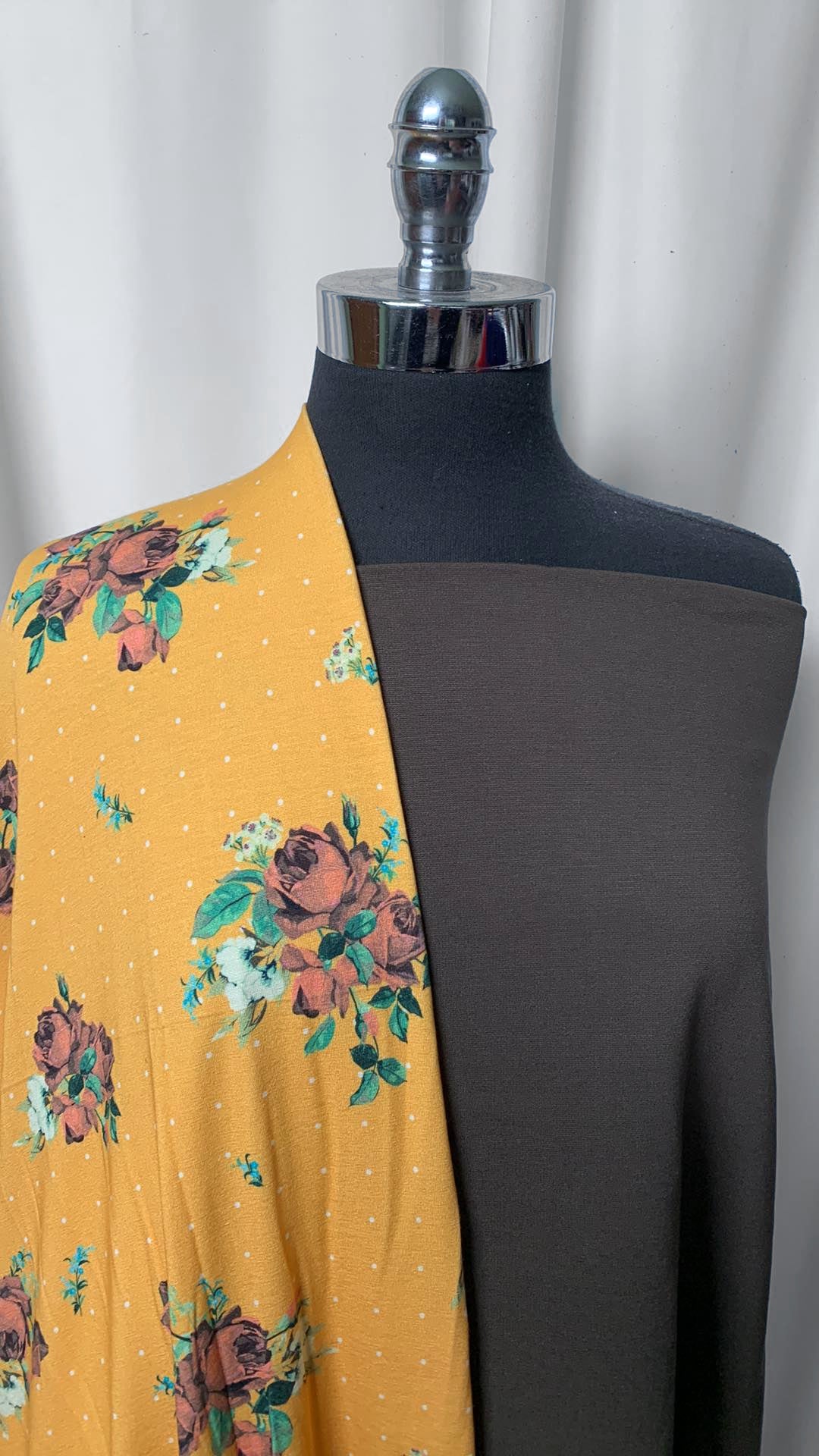 FLORAL DOT BUNDLE : 2YD Olive Nylon Ponte & 2YD Floral/Dot Supima Modal : A1319