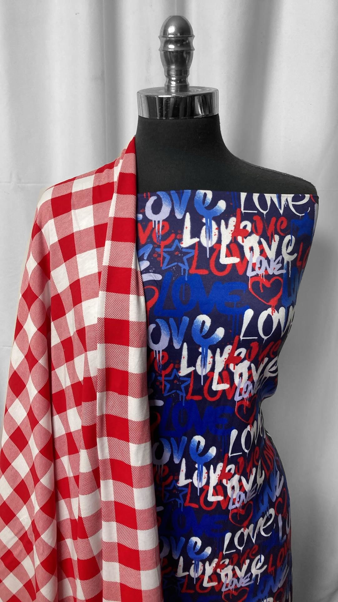 PATRIOTIC PLAID/LOVE BUNDLE : 2YD RWB Love DBP & 2YD Red/White Plaid C/S : A25145