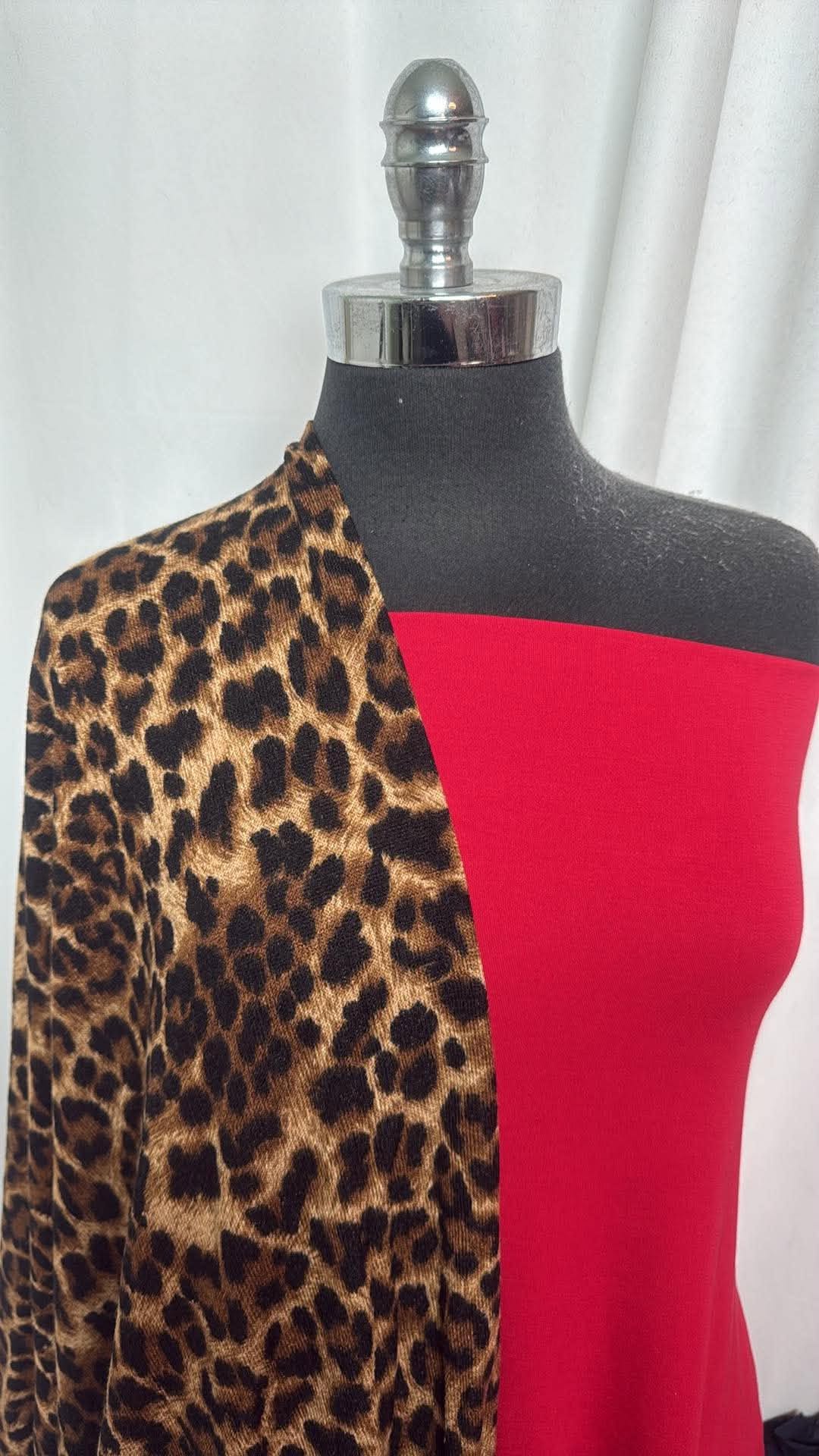 RED/LEOPARD BUNDLE : 2.5YD Leopard Hacci SK & 2YD Red Modal Ponte : A30905
