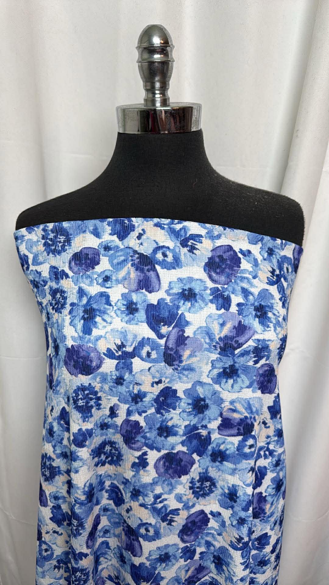 Blue Floral - Airflow Woven - 2 Yard Cut