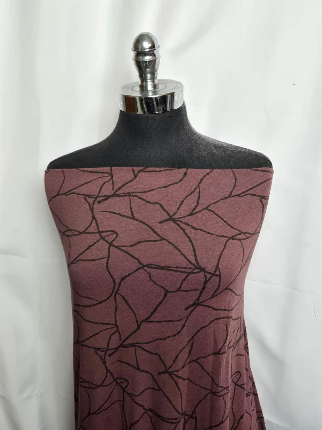 Brown Leaves - Bamboo/Poly - 2 Yard Cut
