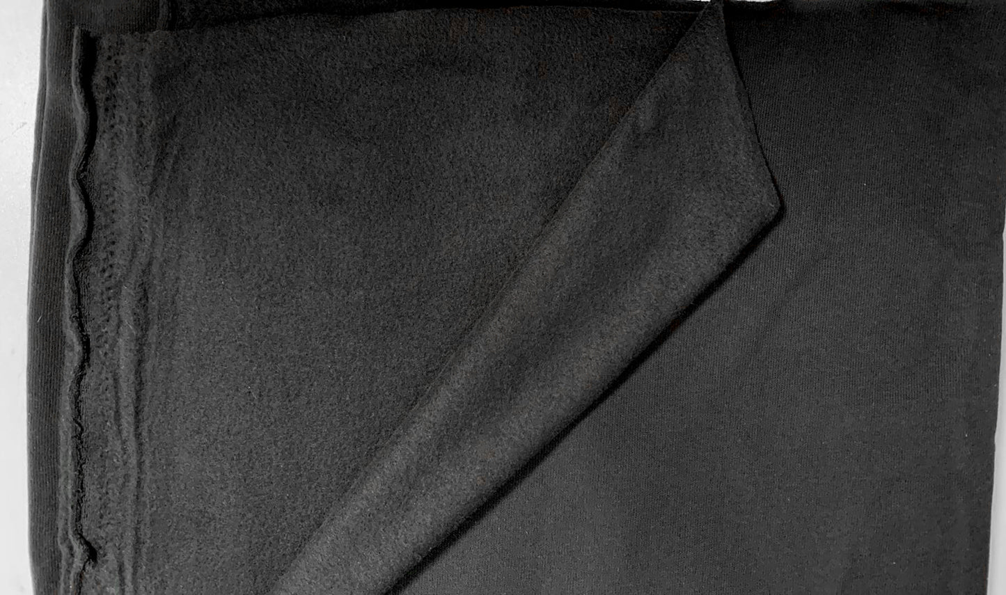 Black - Sweatshirt Fleece - 1 Yard Cut