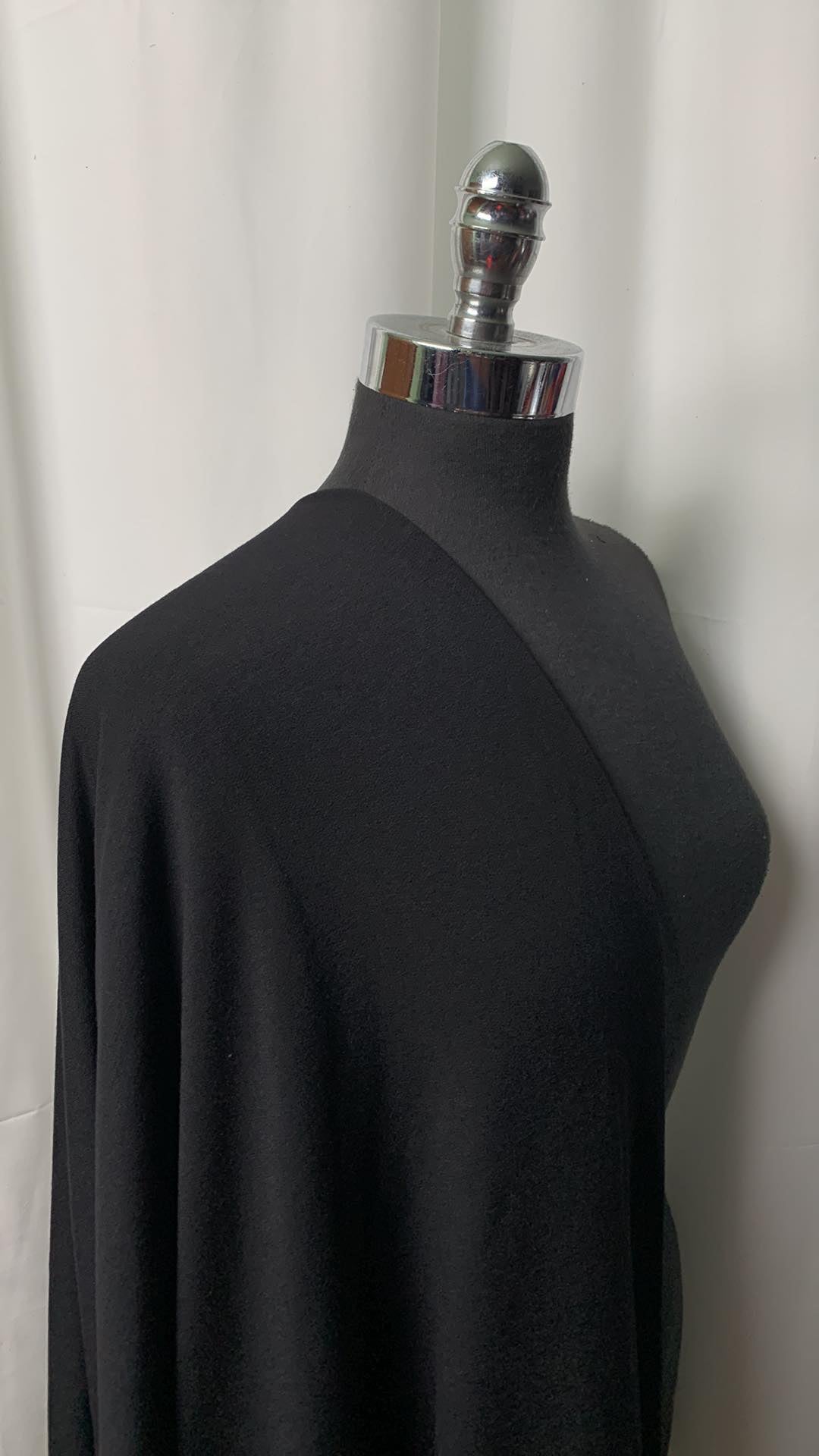 Black - Modal/Poly/Spandex Brushed French Terry - By the Yard