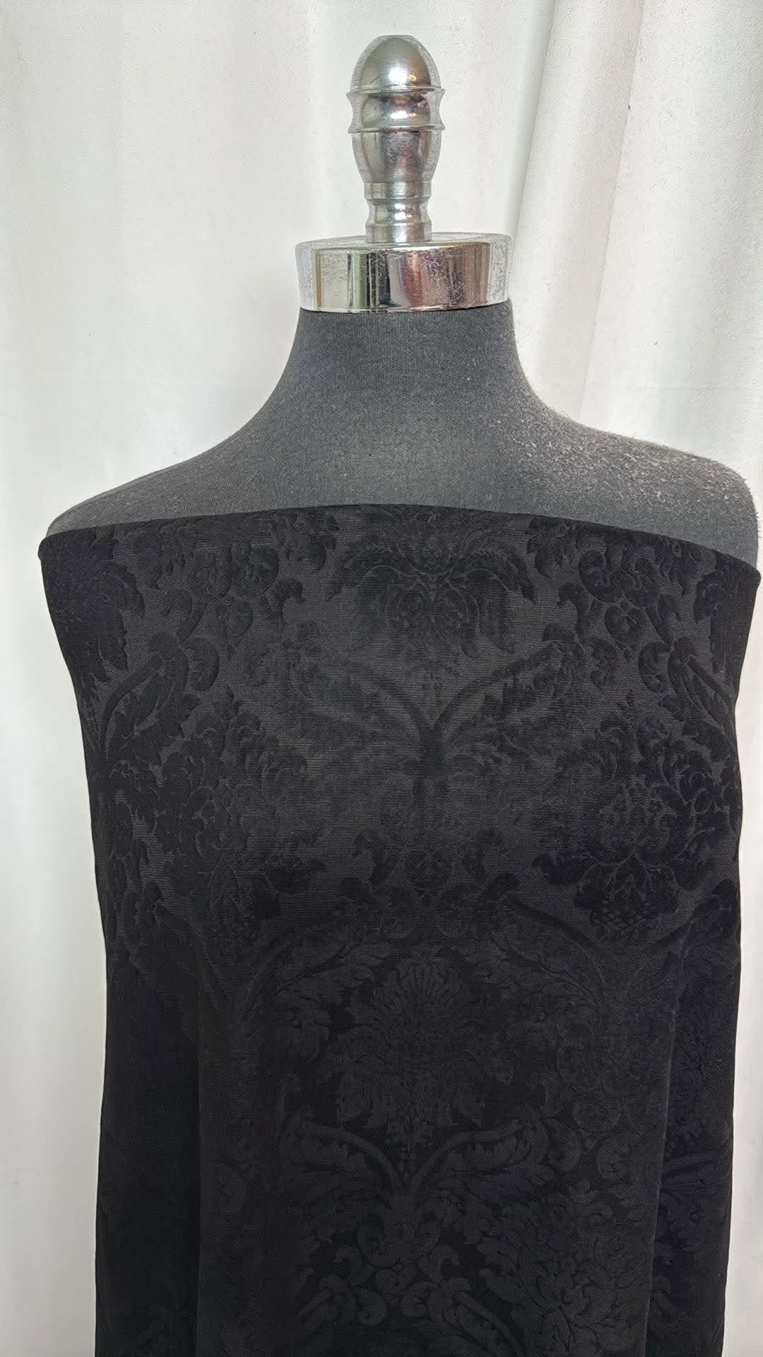 Black - Flocked Ponte - 2 Yard Cut
