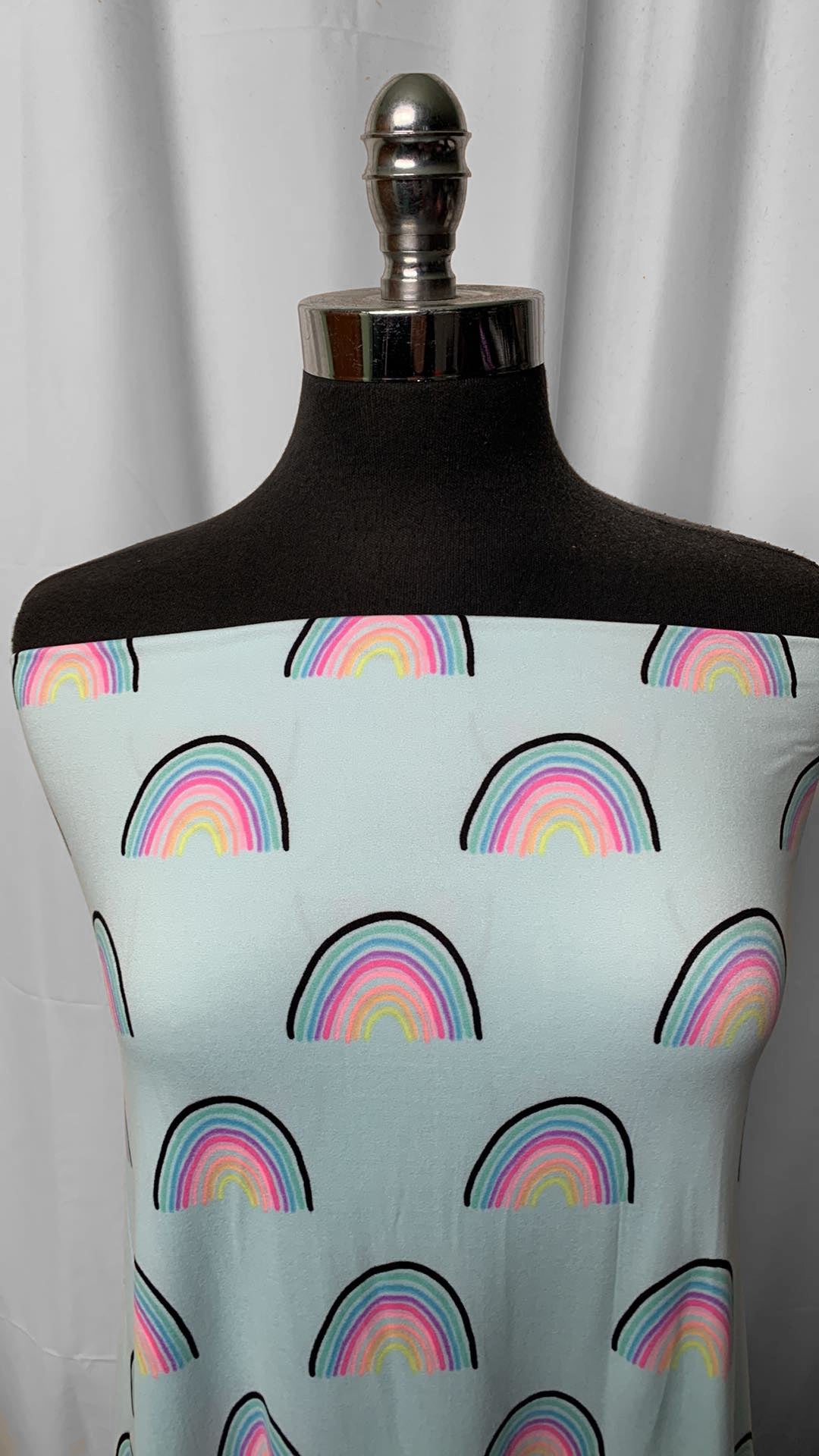 Blue Rainbows - Double Brushed Poly Spandex - 2 Yard Cut