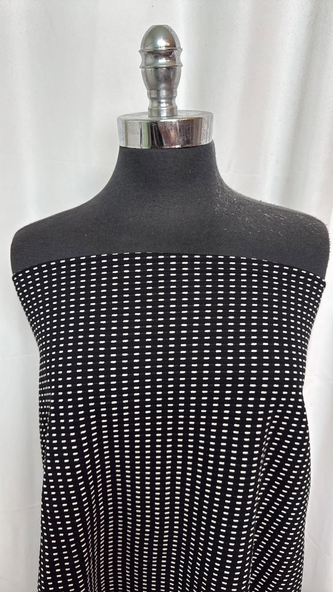 Black/White Geo - Cotton/Poly Jacquard - 2 Yard Cut