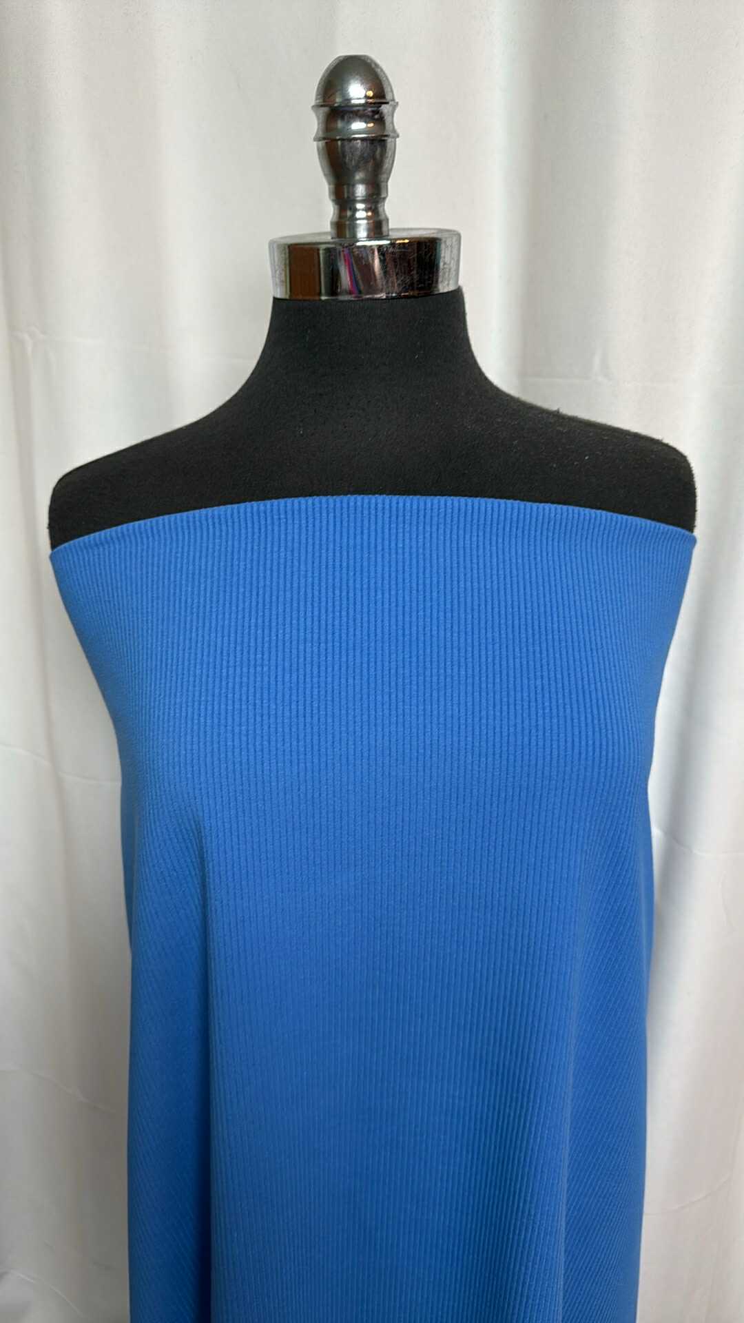 Blue - Heavy Cotton/Spandex 4x2 Rib Knit - 2 Yard Cut