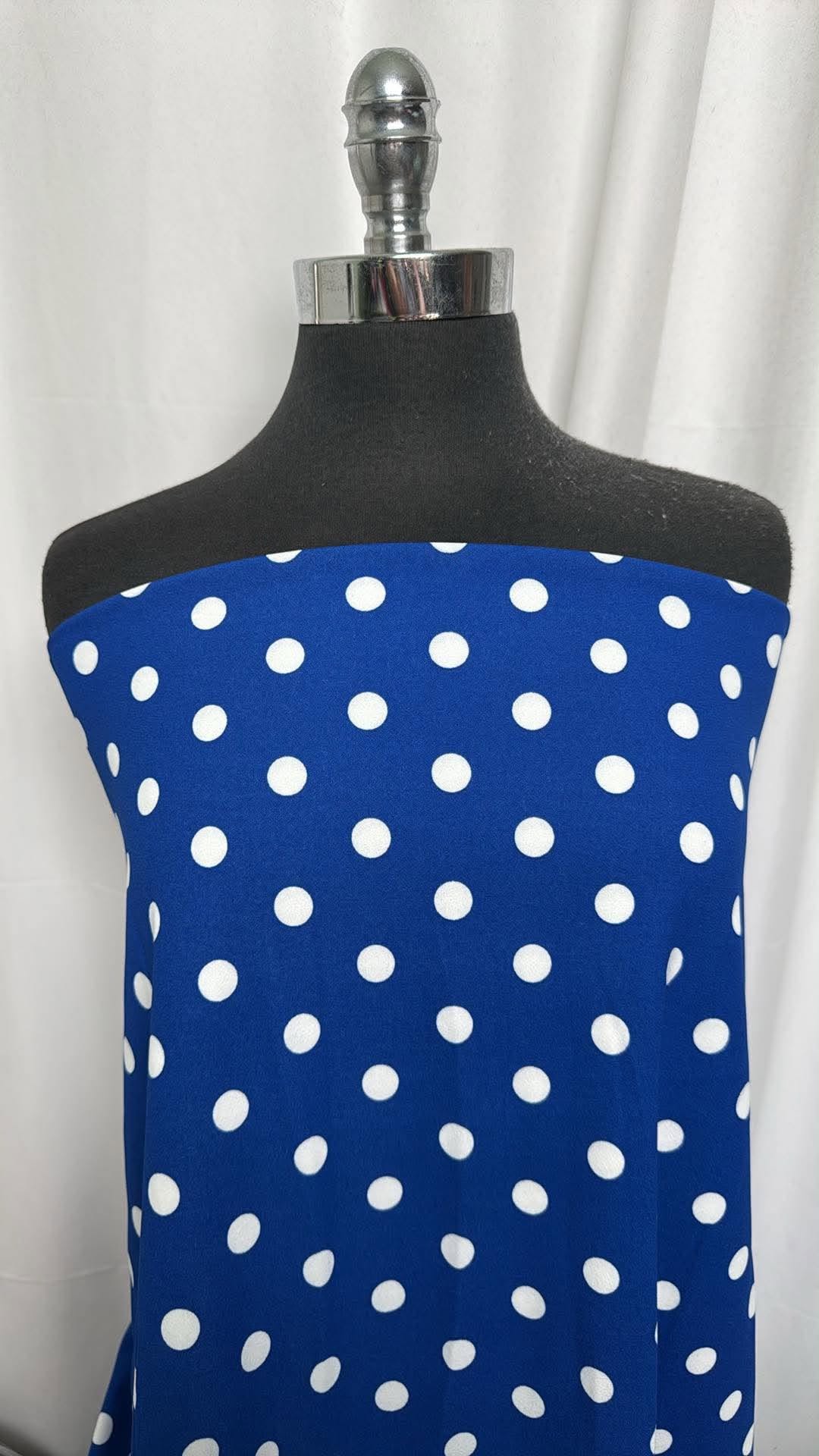 Blue Dot - Crepe Scuba - 2 Yard Cut