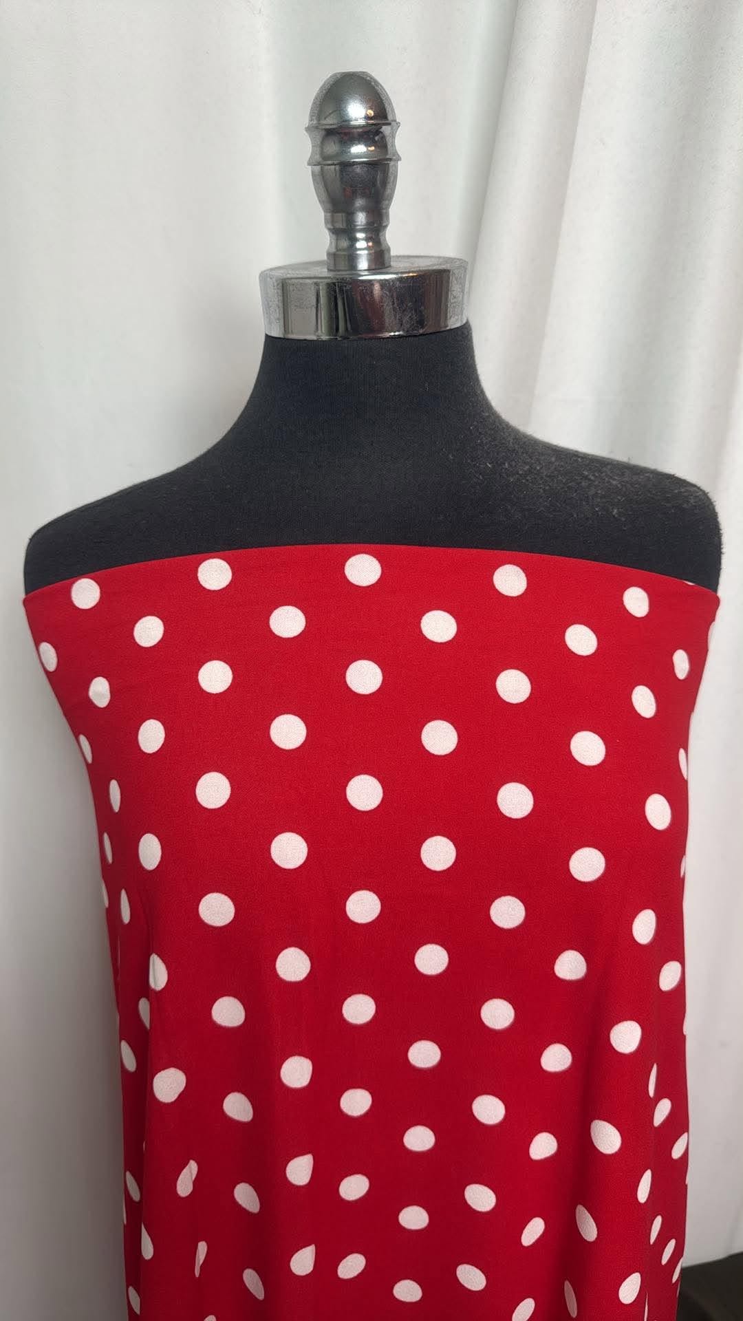 Red Dot - Crepe Scuba - 2 Yard Cut