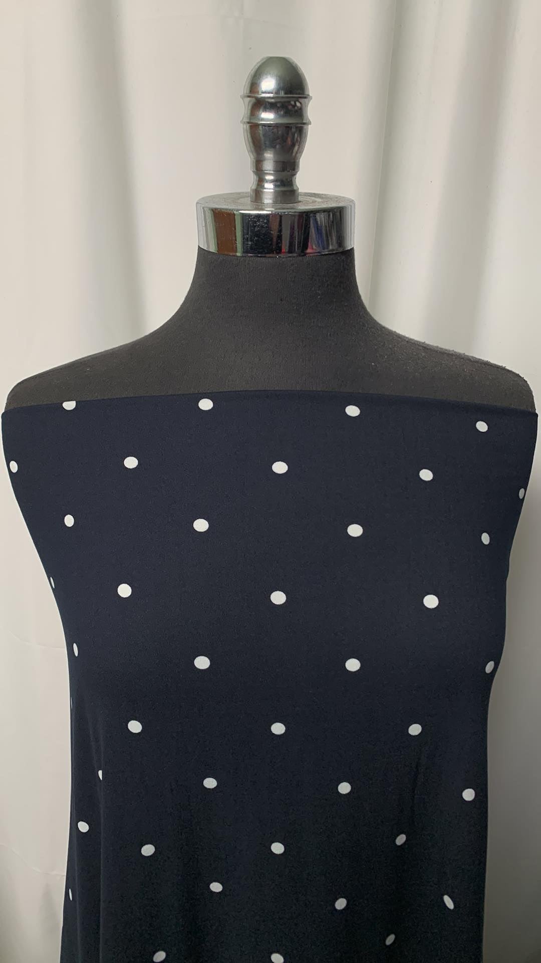 Dark Navy Dots - Double Brushed Poly Spandex - 2 Yard Cut