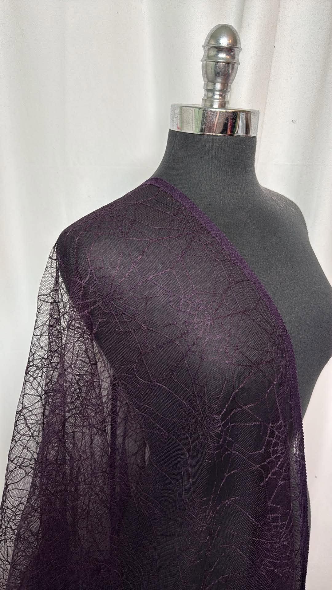 Dark Purple Spider Webs - Mesh - 2 Yard Cut