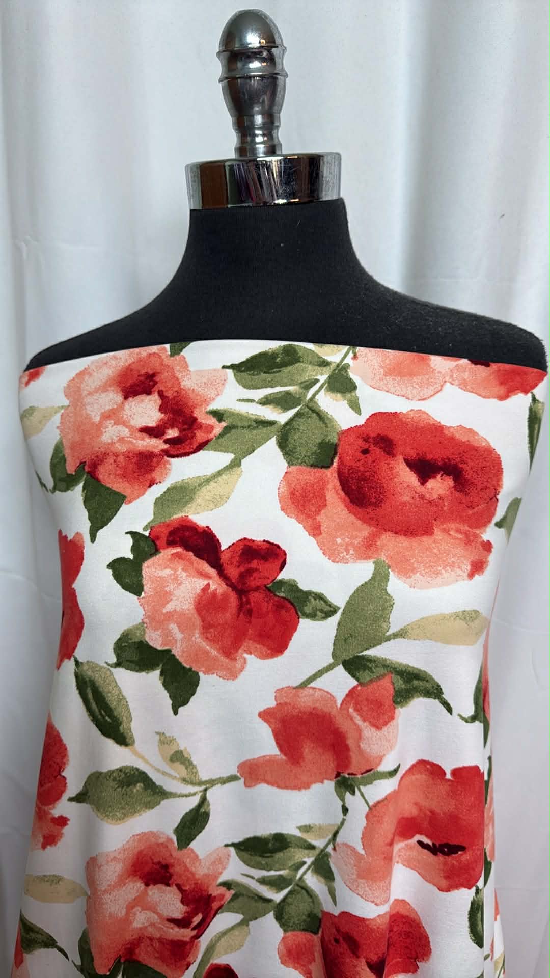 Watercolor Poppies - Double Brushed Poly Spandex - 2 Yard Cut