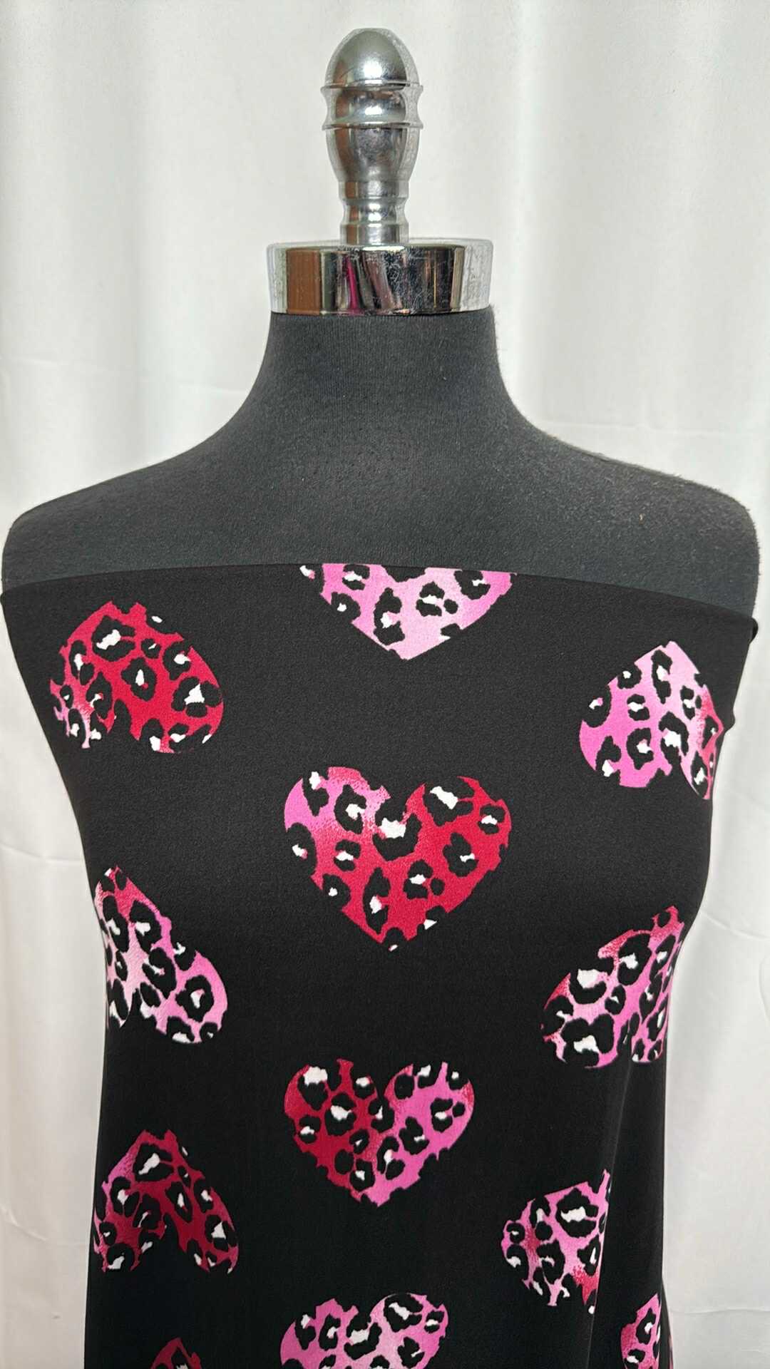 Leopard Hearts - Double Brushed Poly Spandex - 2 Yard Cut