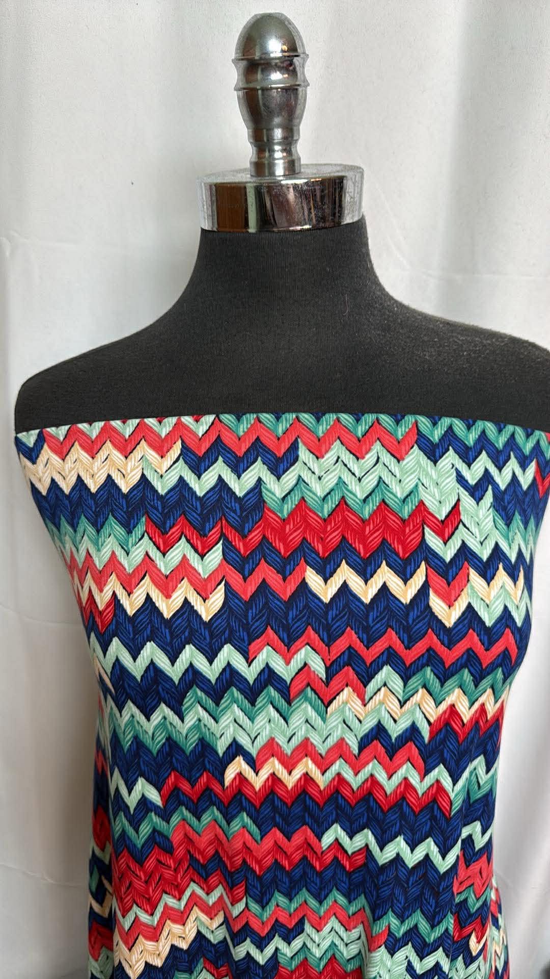 Chevron Knit Print - Double Brushed Poly Spandex - 2 Yard Cut
