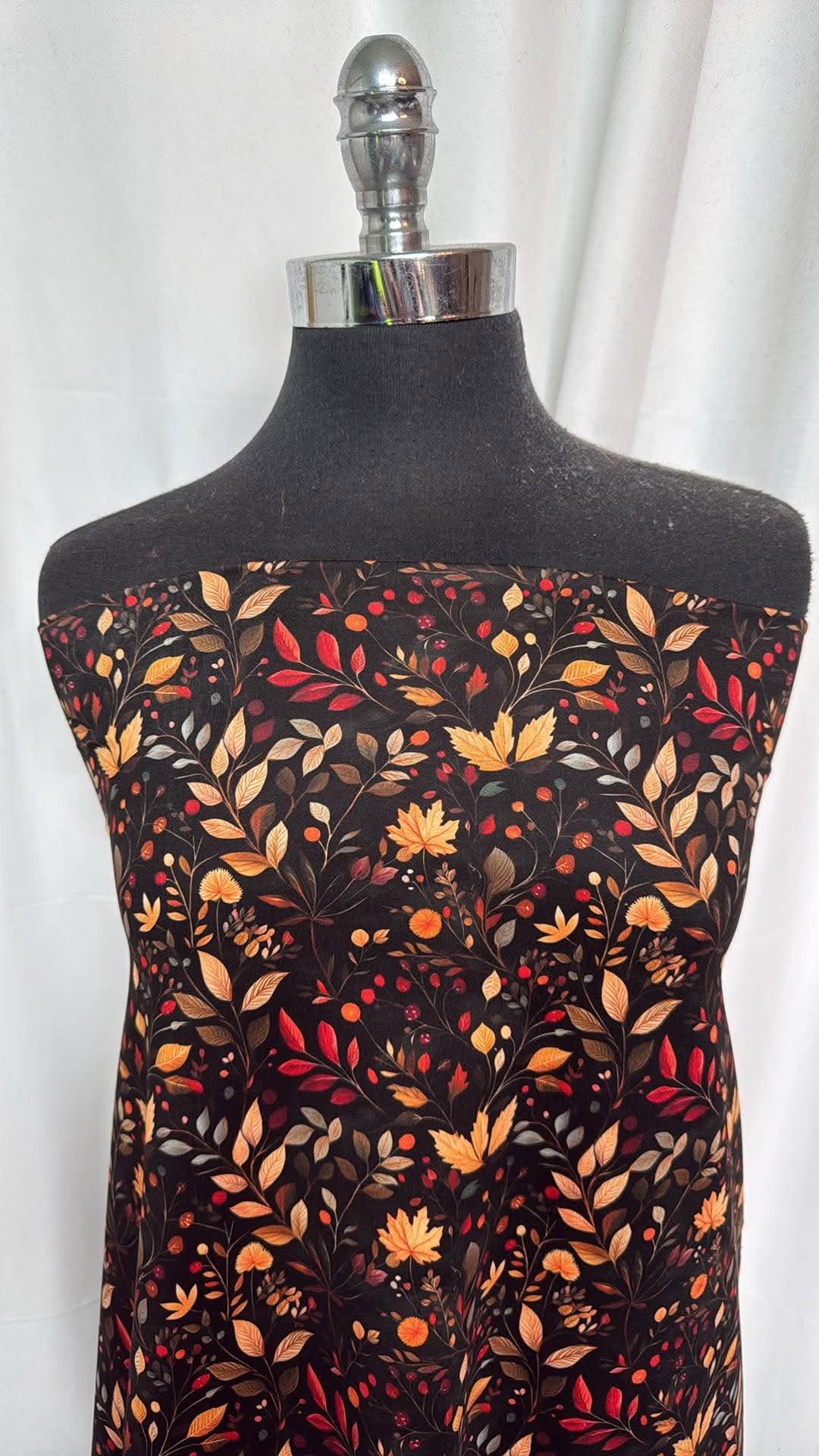 Emberleaf-Black Background (*Custom) - Peached Performance - 1 Yard Cut