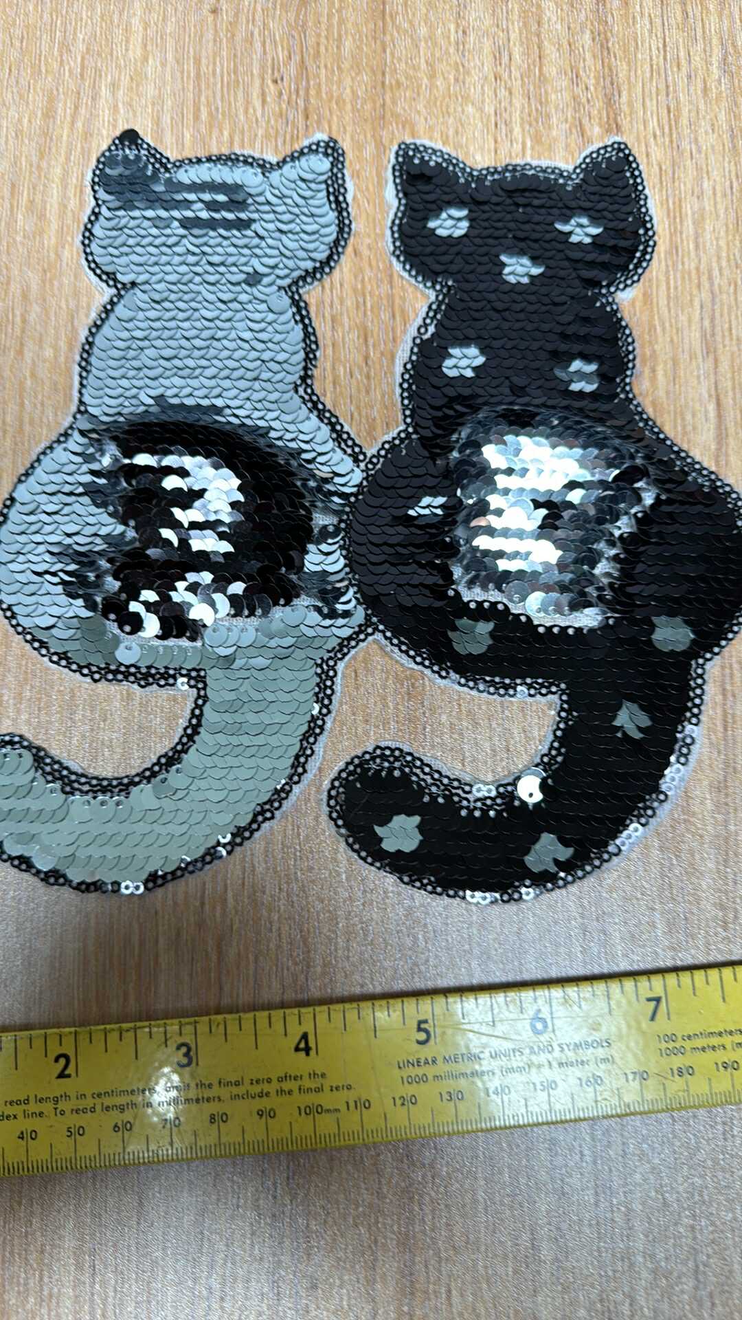Black/Silver Flip Sequin Cats - IRON-ON Sequin Patch - Sold Individually