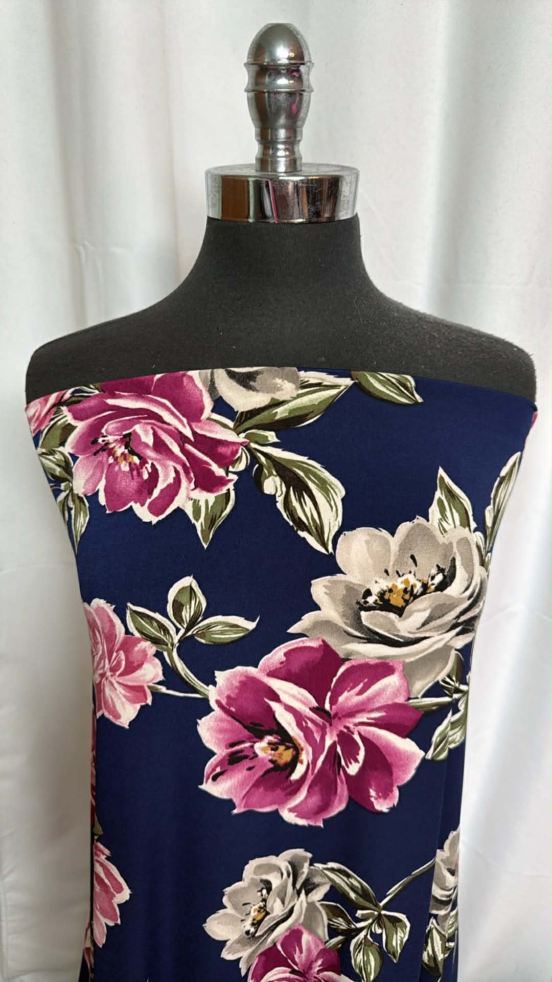 Navy/Pink Floral - ITY - 3 Yard Cut