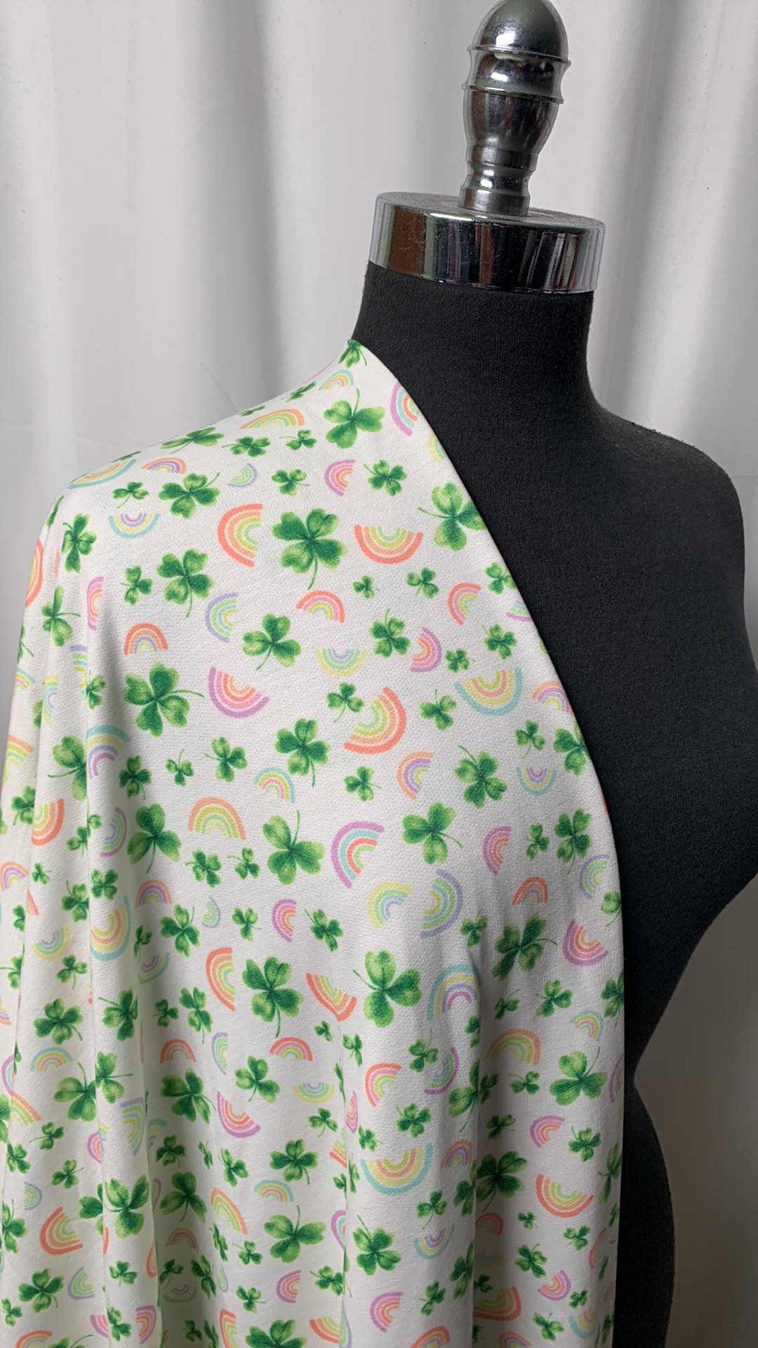 Ivory/Green Shamrocks - PRS French Terry - 2 Yard Cut