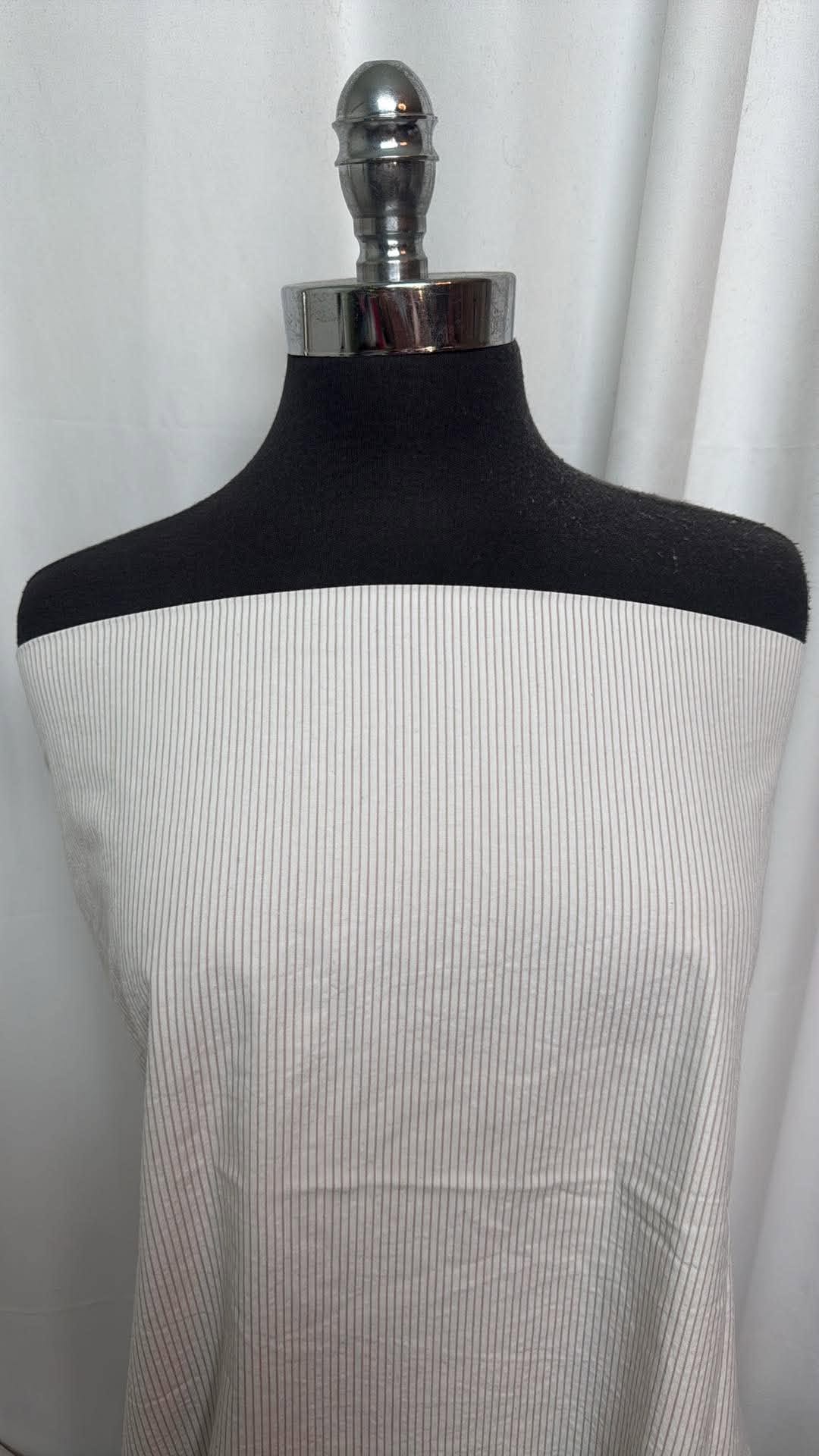 Ivory/Taupe Thin Stripe - Cotton Woven - 2 Yard Cut