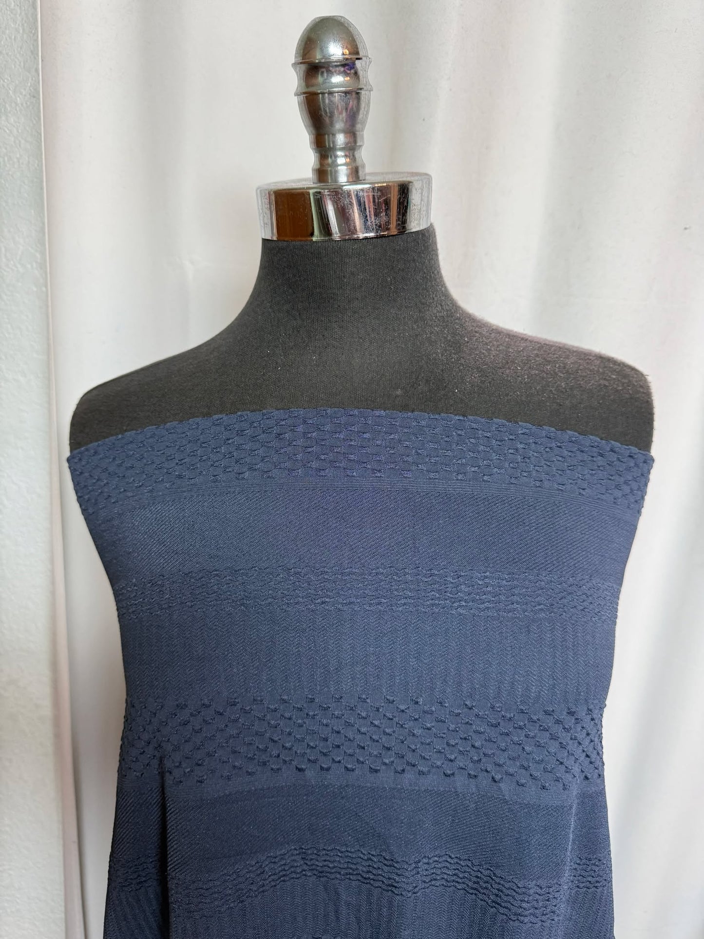 Navy Jacquard Stripe - Nylon/Spandex Performance - 2 Yard Cut