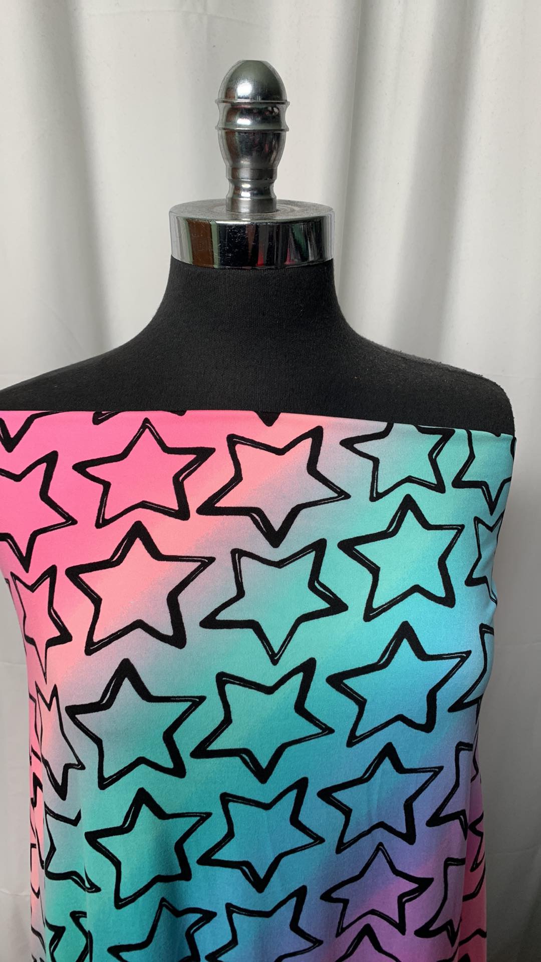 Lilac/Aqua Ombre Stars - Double Brushed Poly Spandex - 2 Yard Cut