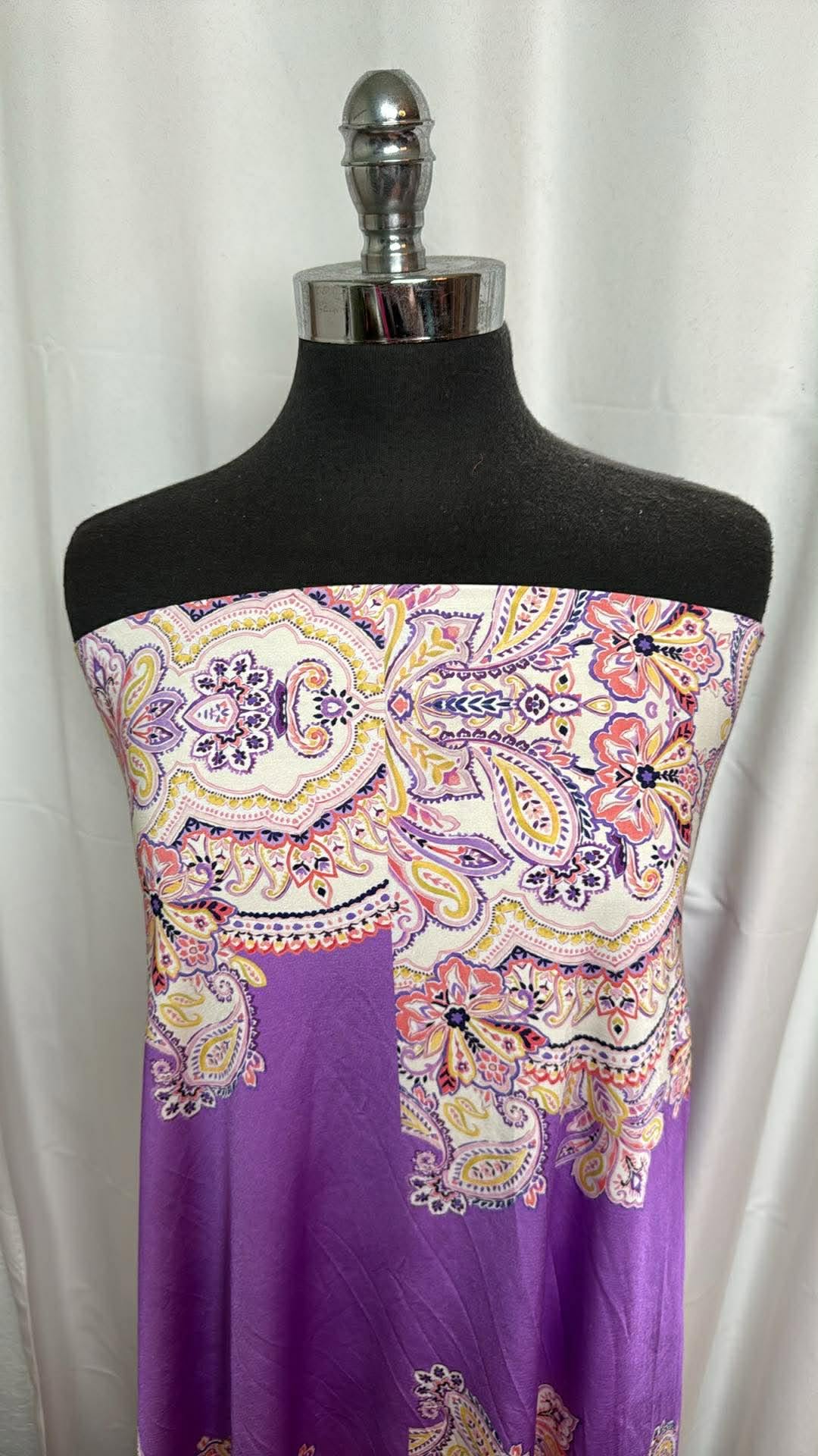 Purple Paisley Panels - Nylon/Spandex Swim - 2 Yard Cut