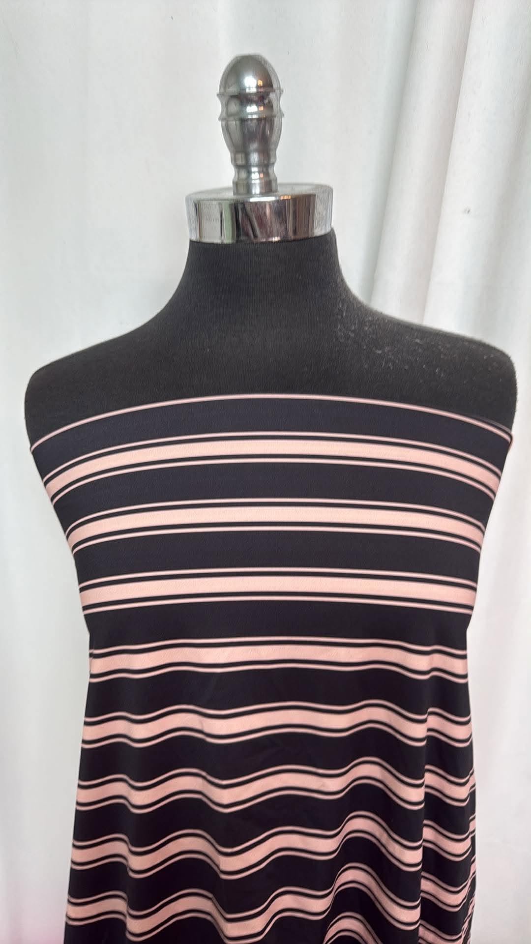 Black/Taupe Stripe - Nylon/Spandex Swim- 2 Yard Cut