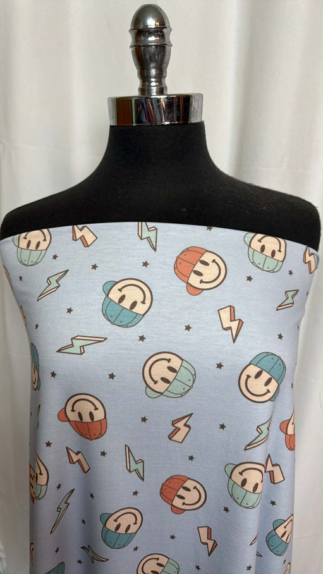 Smiley Faces with Hats - PRS French Terry - 2 Yard Cut