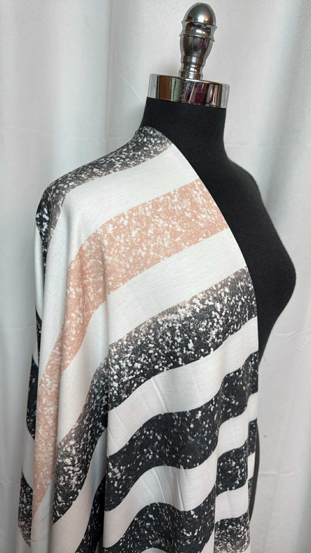 Black Ombre Stripe - PRS French Terry - By the Yard